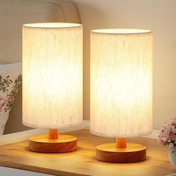 Fenmzee Small Bedside Table Lamp for Bedroom - Inline Control, 3000K A15 Blub, Easy Assembly