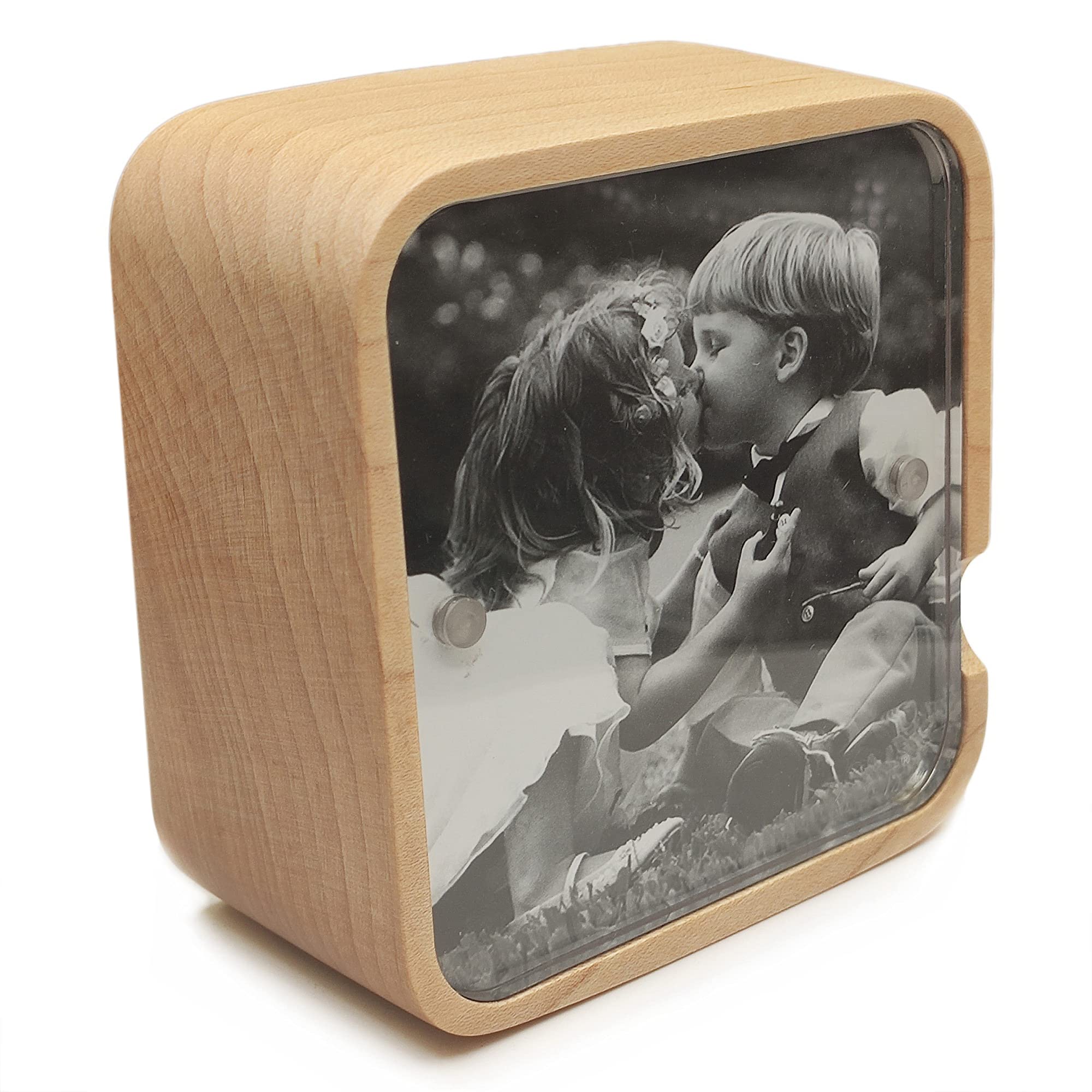 Wind Up Solid Wood Music Box with Photo Frame, The Best Gift for Christmas/Birthday/Valentine's Day/Mother's Day，Tune of You are My Sunshine. (Maple Wood)