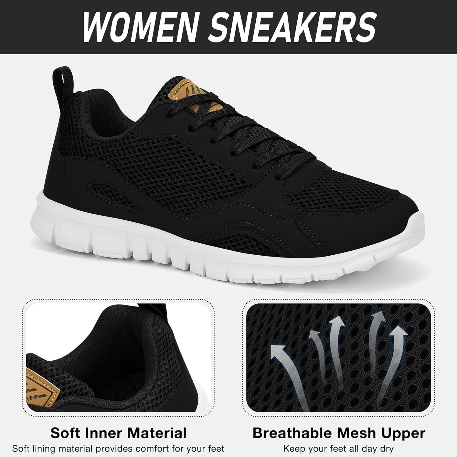 Ecetana Sneakers for Womens Walking Tennis Shoes Comfortable Lightweight Breathable Casual Non-Slip for Daily Work - Image 4