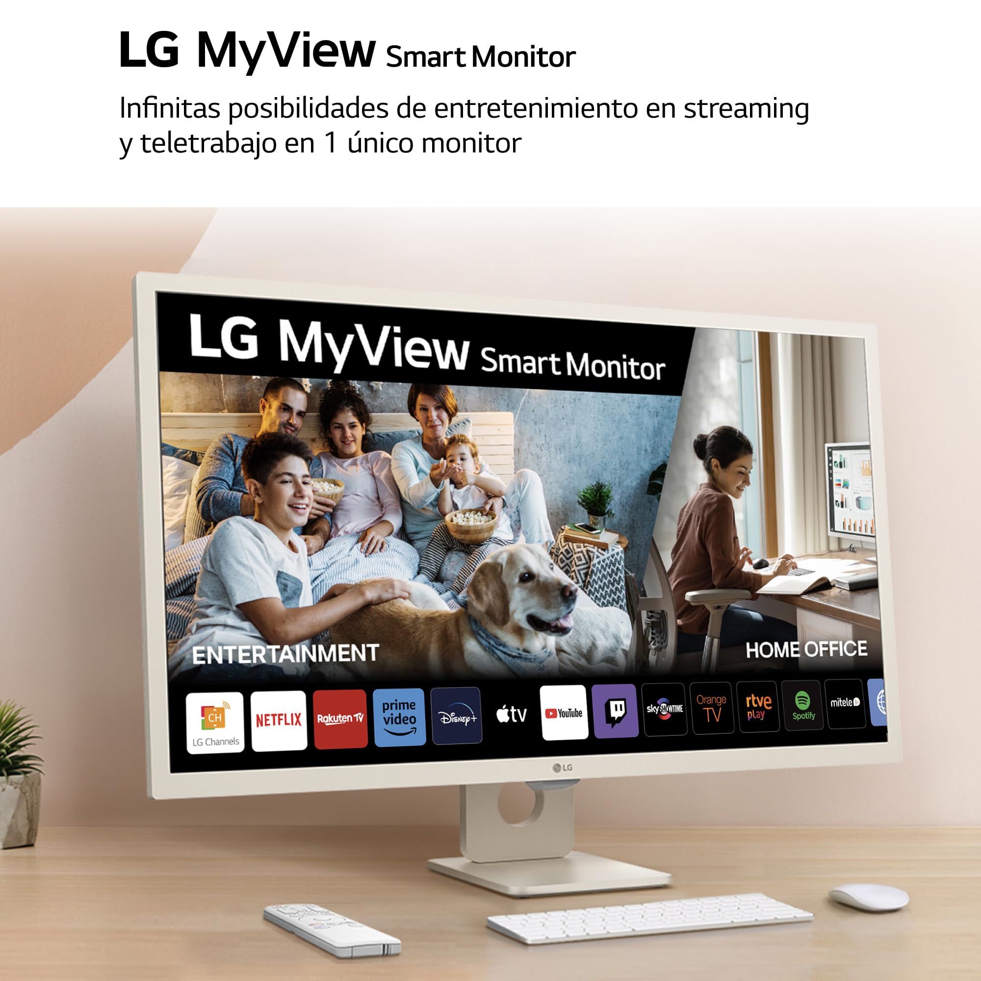 LG 32SR50F-W - Smart Monitor, 32", Pantalla IPS, 1920x1080, IPS, (16:9), webOS23, 250 nits, con Mando, Sin Cámara, Inclinación Ajustable, Blanco