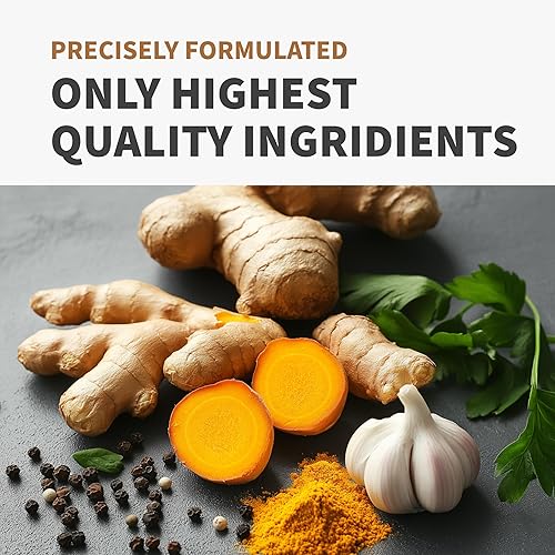 Miniatura 6 de Suplementos 4 en 1 de cúrcuma y ajo con bioperina, cápsulas de raíz de jengibre y cúrcuma de 2360 mg con ajo para articulaciones, digestión y apoyo