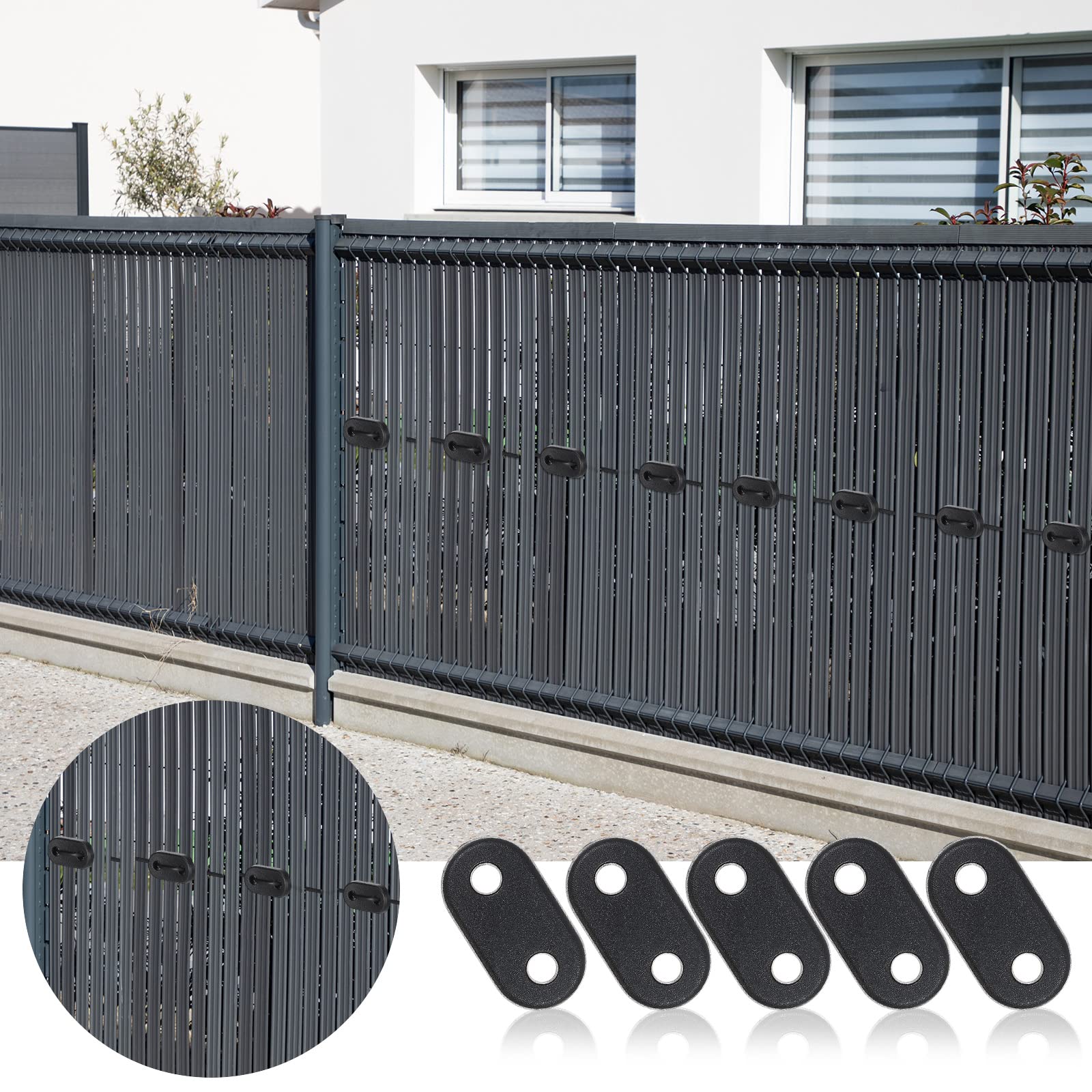 Photect 200 Sets Fixation pour Clôture Brise-Vue 200 Clips Montage en PVC Résistant aux Intempéries 200 Attaches Câble Fil Plaque de Montage pour Jardin Balcon