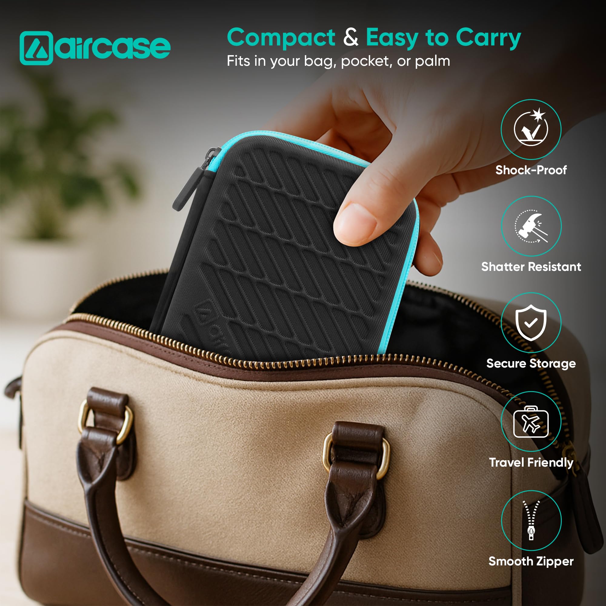 AirCase Hard Disk Cover Case 2.5 Inch HDD SSD - Double Padded EVA Hardshell | Fits 2 Drives | Mesh Pocket for USB Cable, Earphone, Charger | Travel Organiser (Black) — Amazon image 4
