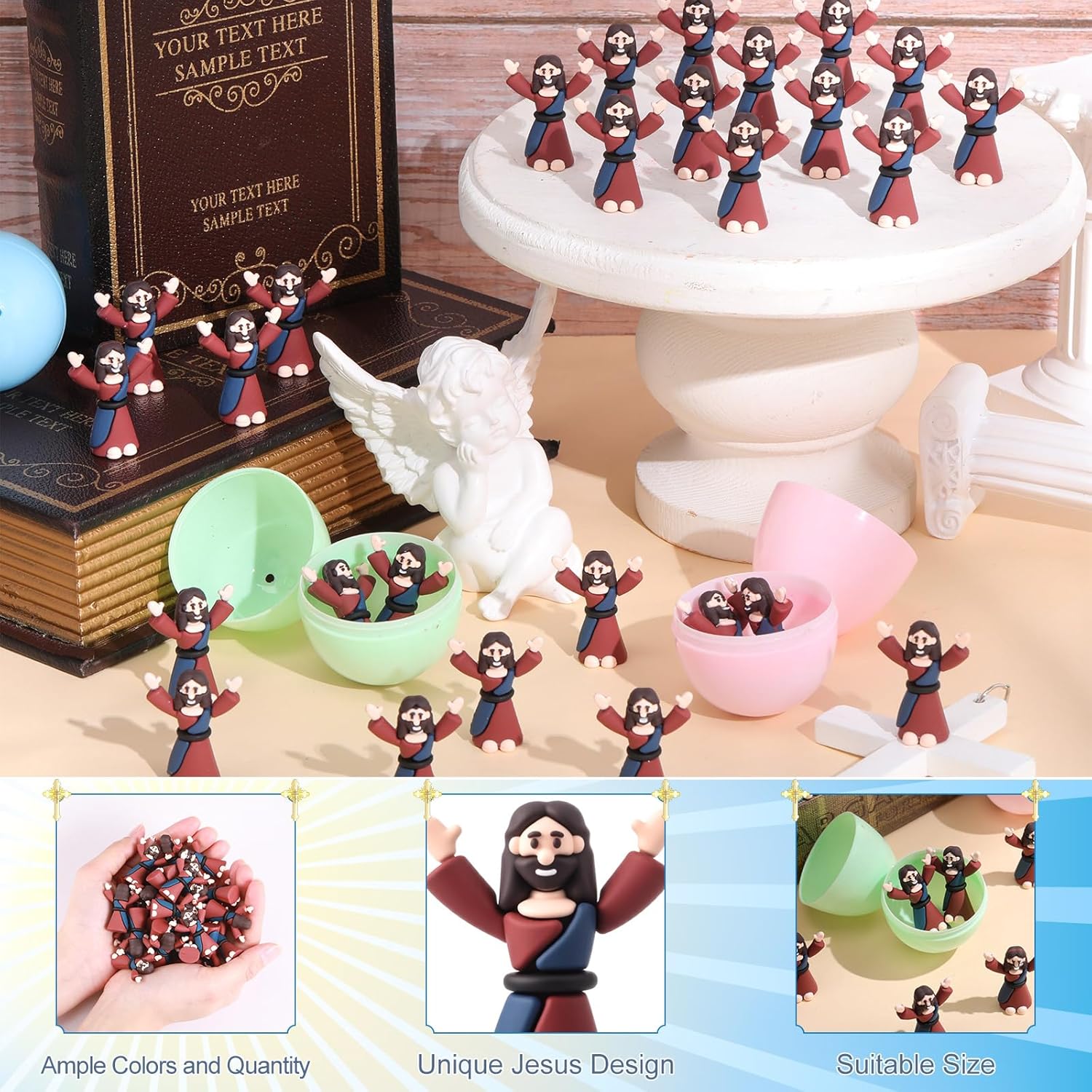 50 Pcs Easter Mini Jesus Figurines in Bulk Little Jesus Figures to Hide and Seek Tiny Jesus Toys Small Jesus for Easter Egg Basket Stuffers Religious Party Favors Baptism Gift Sunday School - Image 3