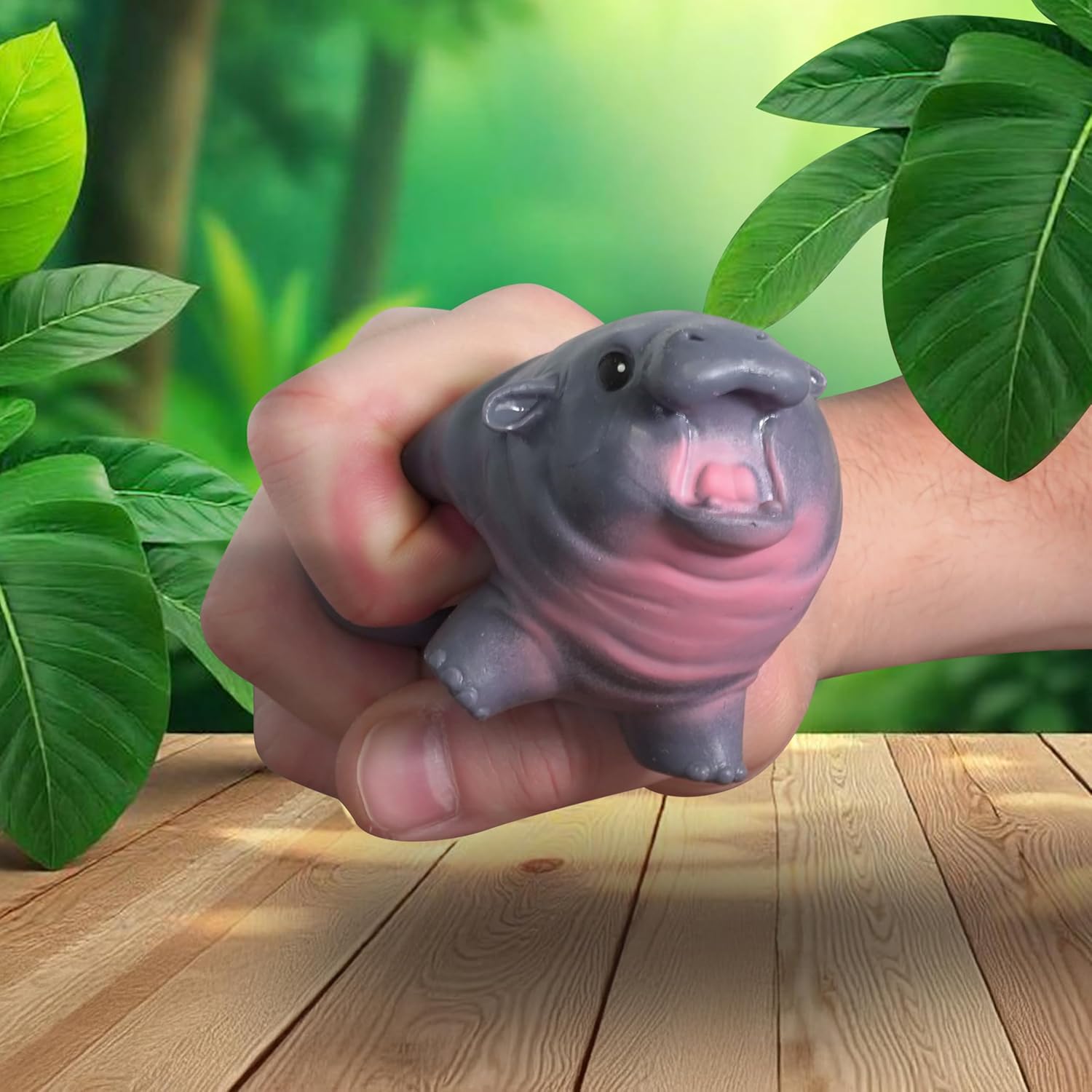 Squishmy Hippo – Pygmy Hippo-Inspired Squishy Stress Relief Toy – Adorable Silicone Desk Companion – Satisfying Squeeze for Anxiety Relief – 3.8” Cute Animal Fidget Gift for Adults & Teens