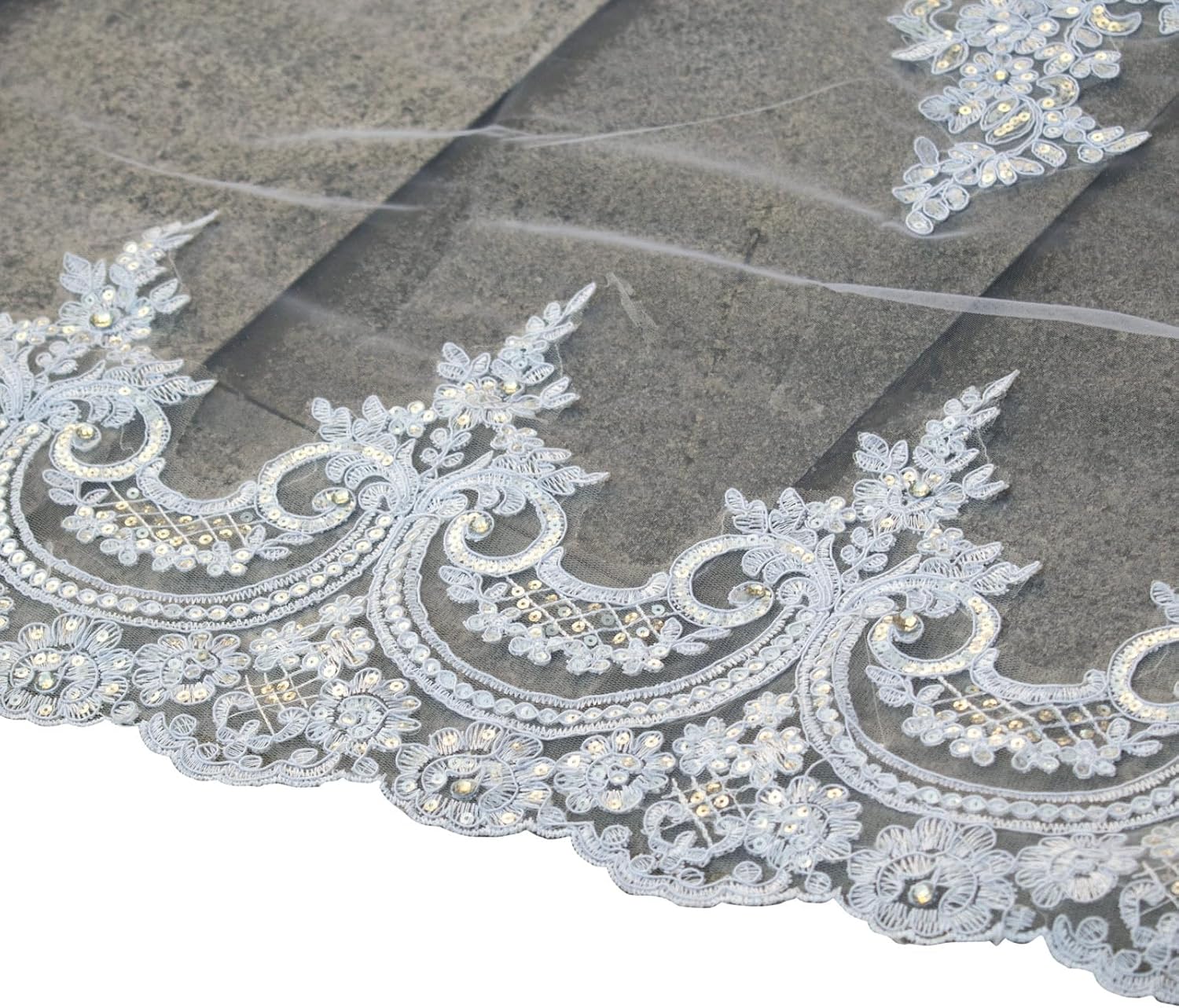 Newdeve Ivory 5M 1T Wedding Veils Cathedral with Rhinestones Crystal
