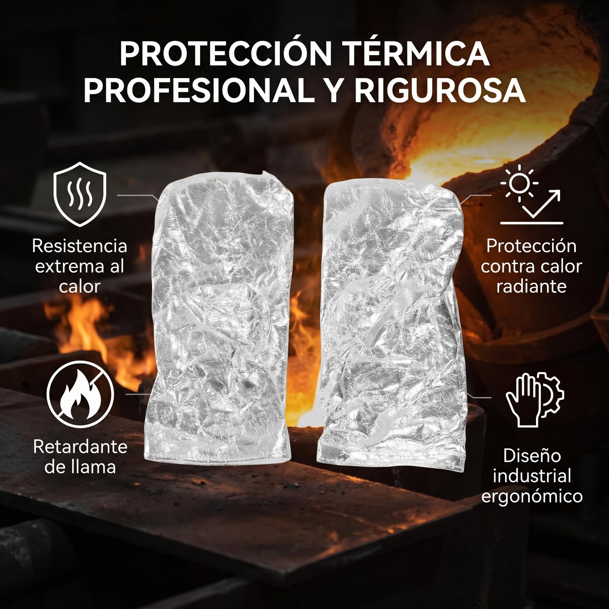 Traje con Aislamiento Térmico, Ropa Aluminizada Ignífuga a Prueba de Altas Temperaturas 1000 1200 ℃ con Casco Chaqueta Pantalones Fundas para Zapatos, para Bomberos