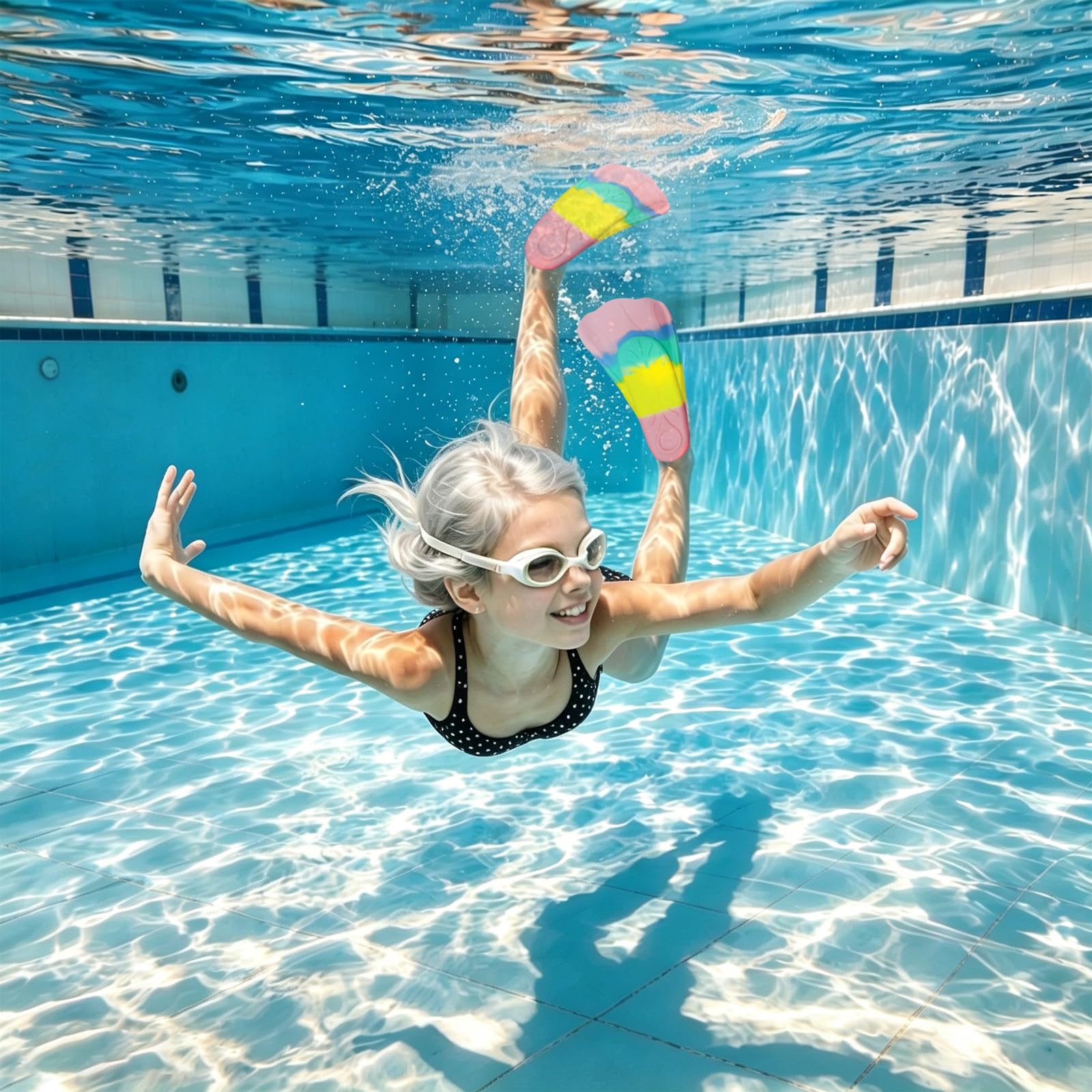 Schwimmflossen Kinder - Flossen Kinder Silikon - Kurzflossen für Kinders Erwachsene - Taucherflossen für Schwimmtraining, Freiwassertraining, Schnorcheln, Anfänger