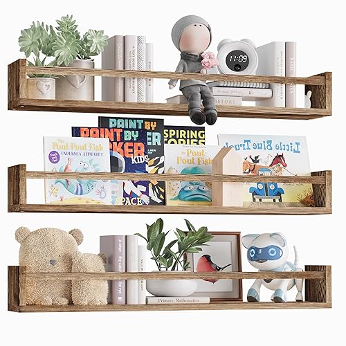 Fixwal Estantes flotantes para libros de guardería, 23.6 pulgadas para pared, juego de 3, decoración de guardería del bebé, estantes montados en la Fixwal Estantes flotantes para libros de guardería, 23.6 pulgadas para pared, juego de 3, decoración de guardería del bebé, estantes montados en la