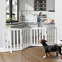 Vista 2 de Puerta para Perros Independiente para Interiores, Puerta para Perros Plegable, Puertas para Perros para Entradas, Escaleras o Pasillos, Puerta Blanco