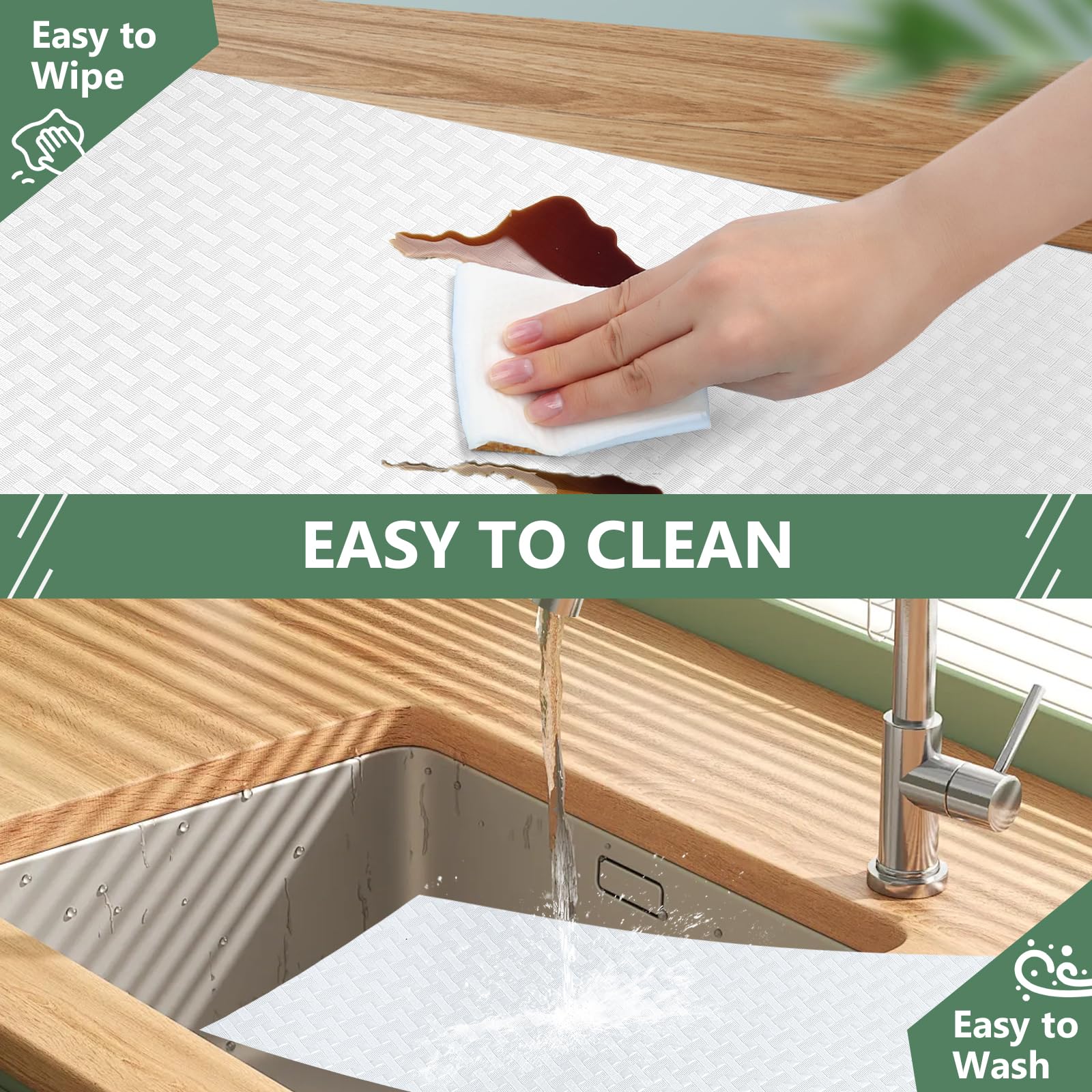 Tappetino per Cassetti, Tappetini Non-Adesivo EVA Plastica Rivestimento Cassetti per Cassetto Frigorifero Cucina Ripiani (Bianco/30cm x 300cm)