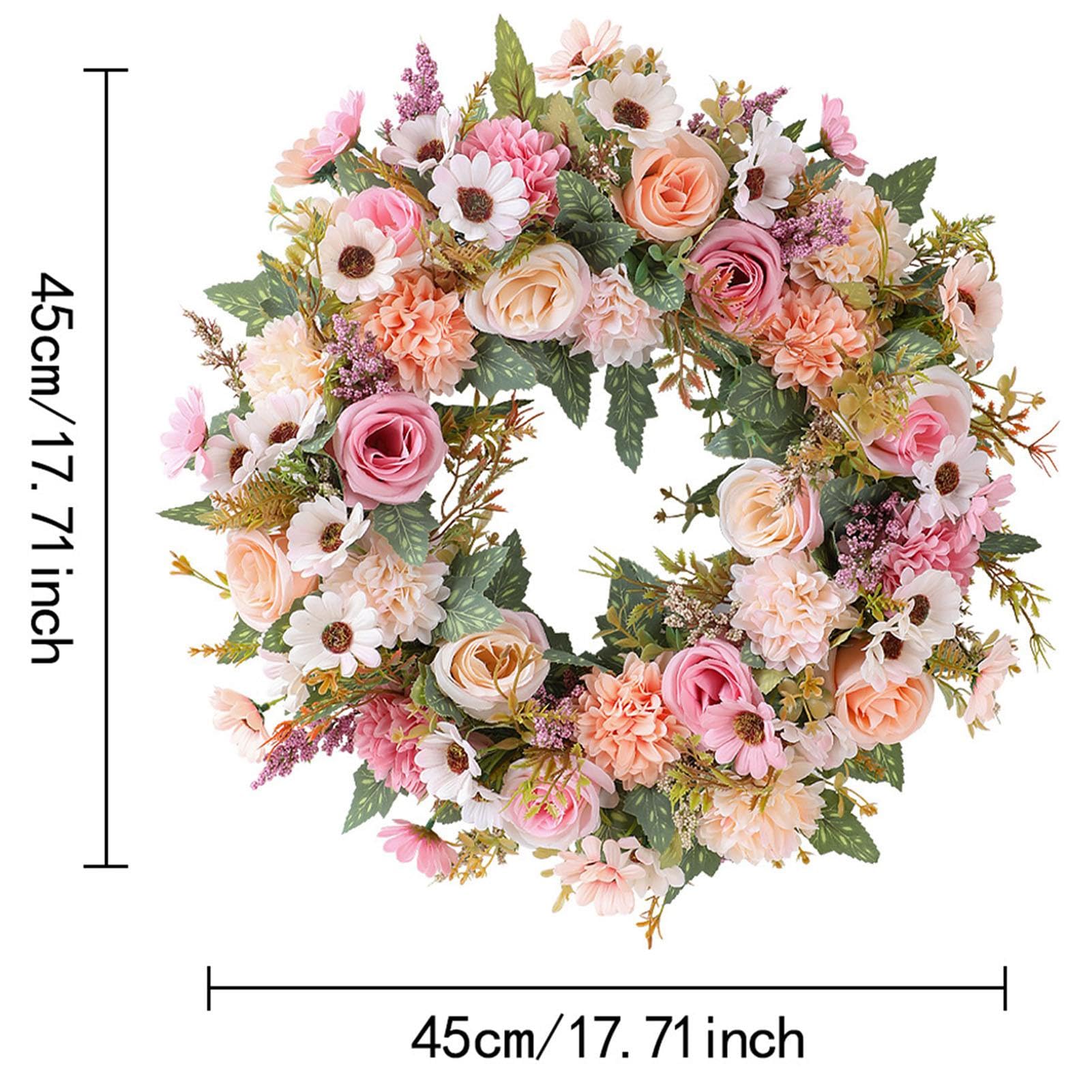 Ausla Ghirlanda Primaverile Artificiale con Ortensie e Rose, Ghirlanda | Materiale per Fiori di Seta, per Uso Interno Ed Esterno, Decorazione da Parete o Sfondo per Feste, Facile Manutenzione,