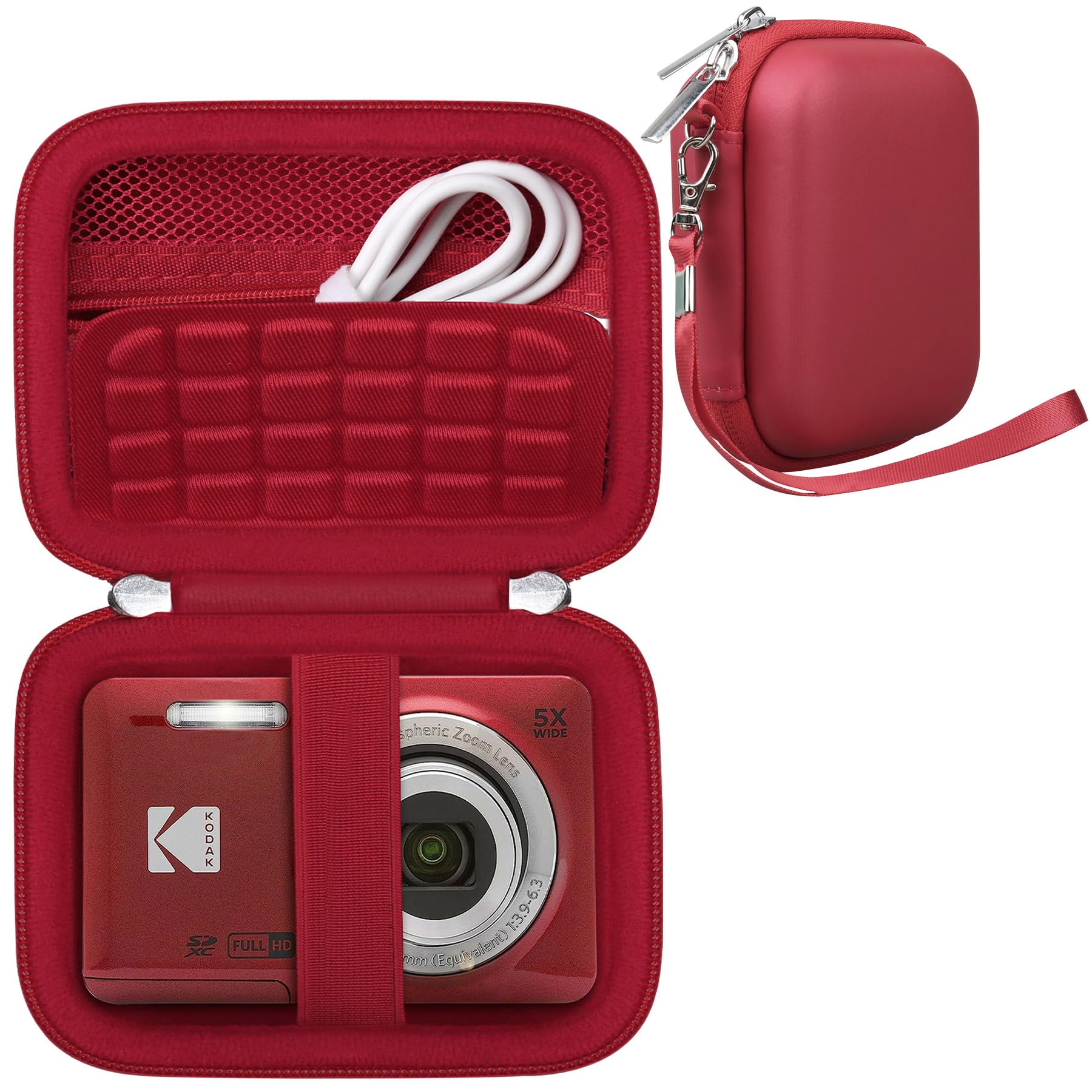 RAIALL Camera Case for KODAK PIXPRO FZ55/ FZ45 Digital Camera, Vlogging Camera Hard Carrying Case Protective Travel Bag, Mesh Pocket for Battery,