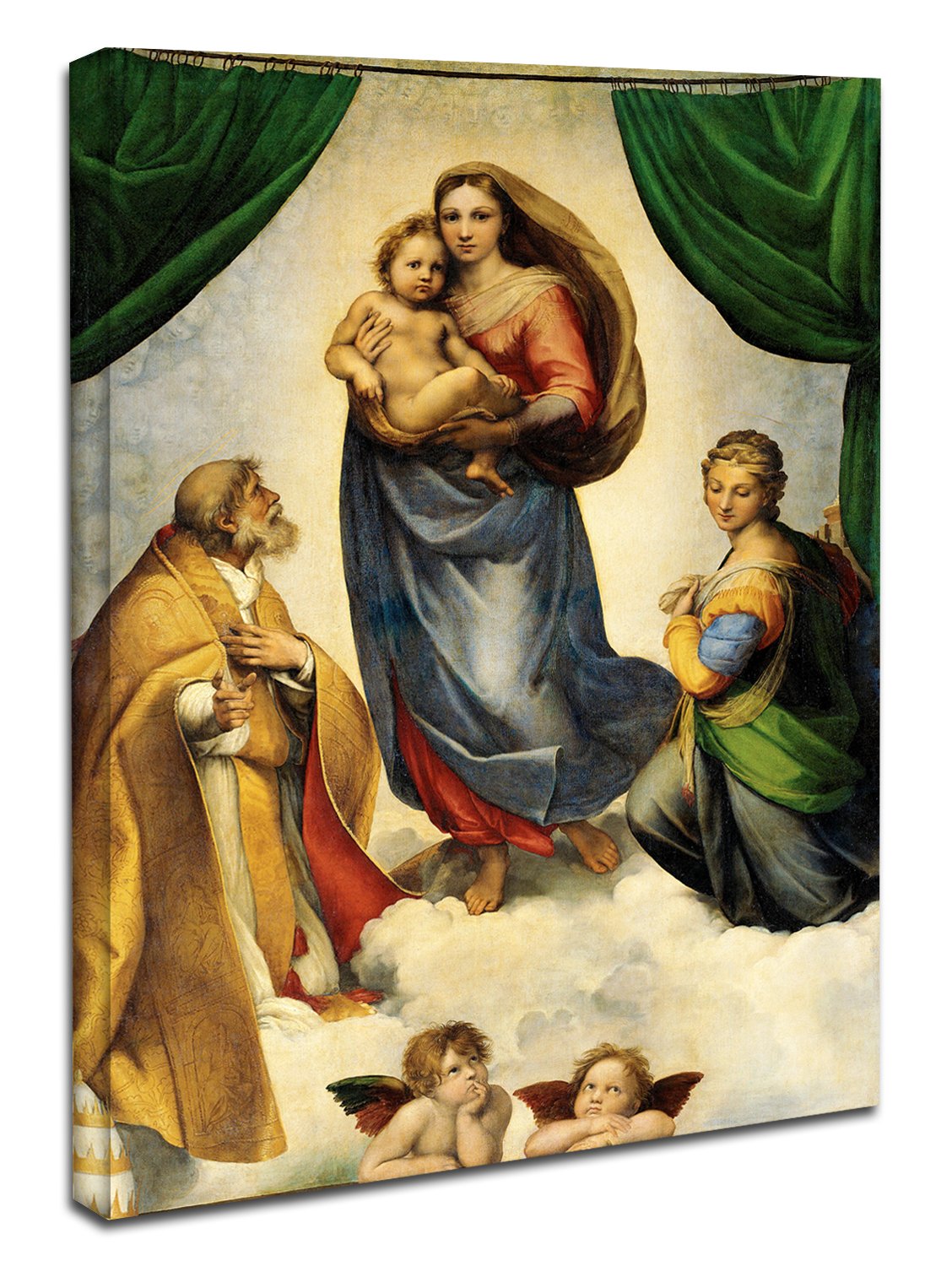 Grafic Quadro Raffaello Madonna Sistina Madonna con il Bambino - Sixtine Madonna with child - Quadro o stampa su tela (CM 65X90, QUADRO CON TELAIO IN LEGNO)