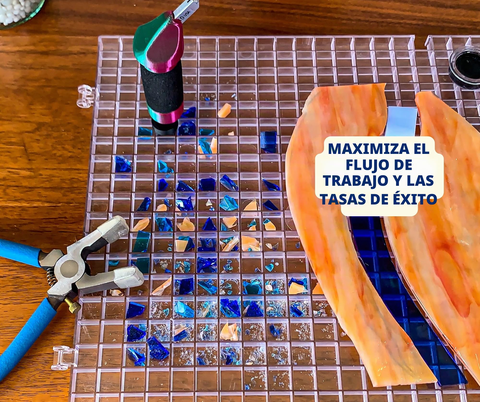 Creator's Waffle Grid - Alfombrilla de corte para vidrieras, sistema modular multiusos original, parte inferior sólida, fabricada en Estados Unidos