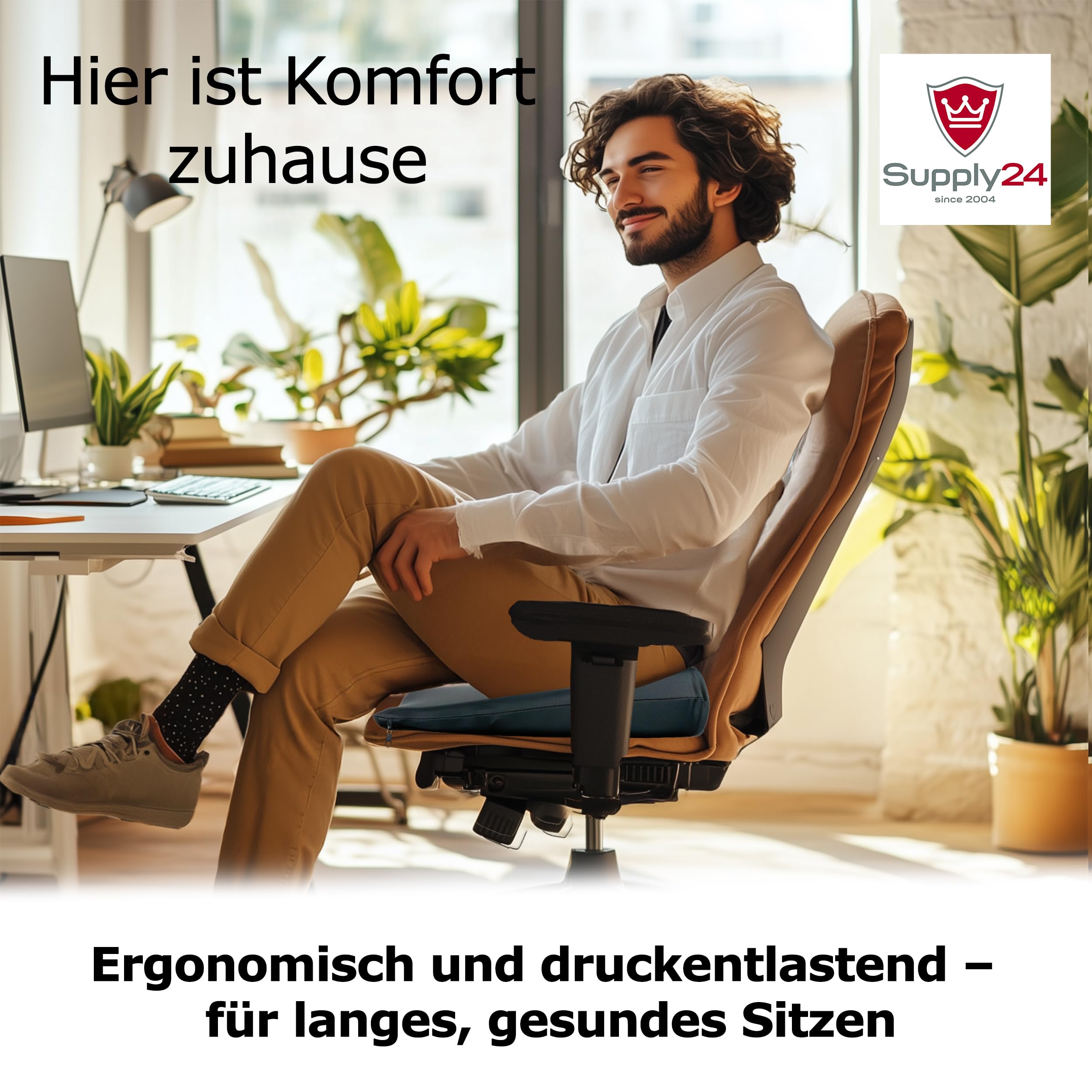 Supply24 Gelschaum Keilkissen 41x38x8 cm Sitzkissen ergonomische Sitzerhöhung Autositzkissen Stuhlkissen Sitzkeilkissen für Rollstuhl Bürostuhl Rückenschmerzen Antidekubitus Entlastung