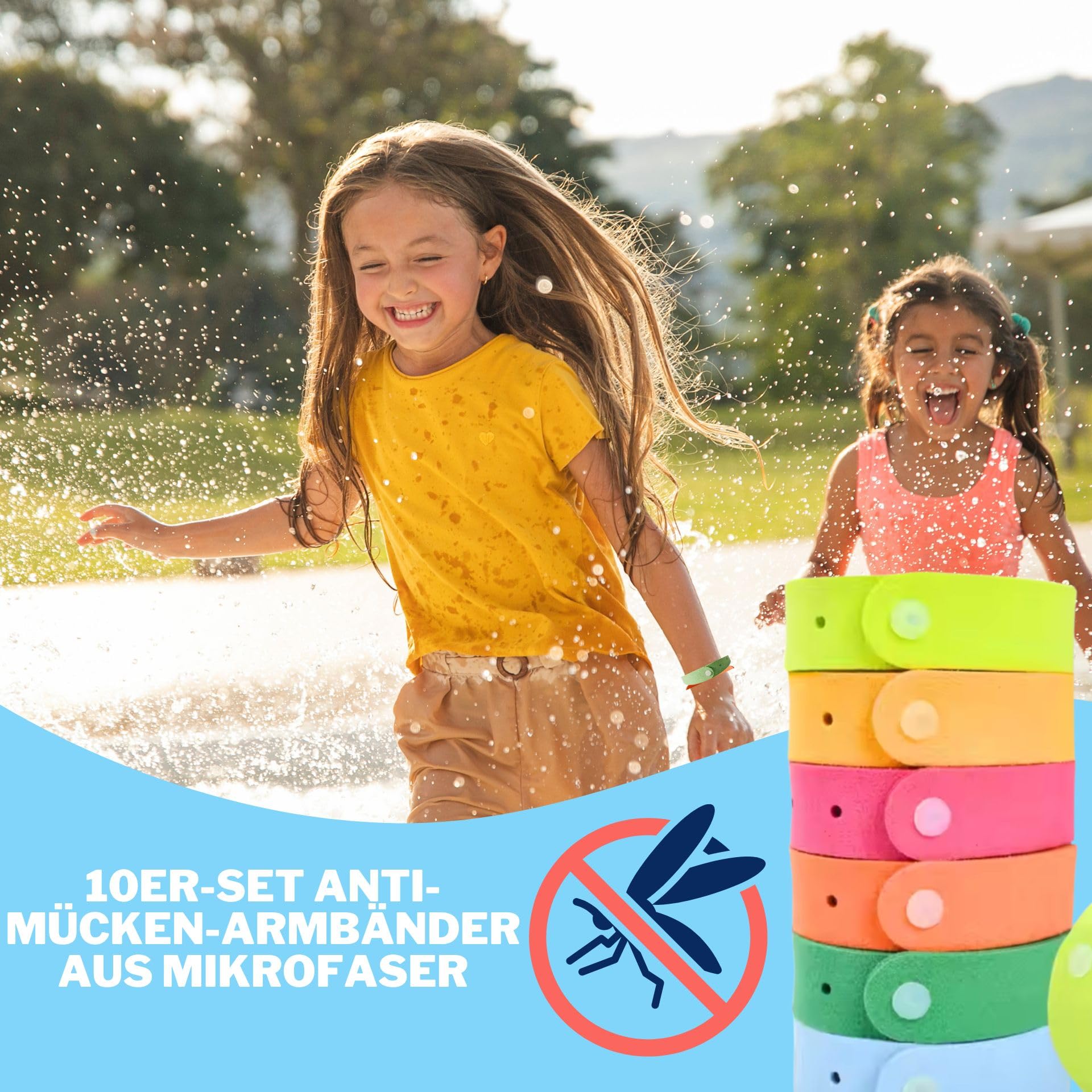 BELION Mückenschutz Armband | Mückenarmband Kinder & Erwachsene | 10er Set mit 90 Mückenpflaster | Anti-Mücken-Armband für Outdoor, Camping, Reisen & Urlaub