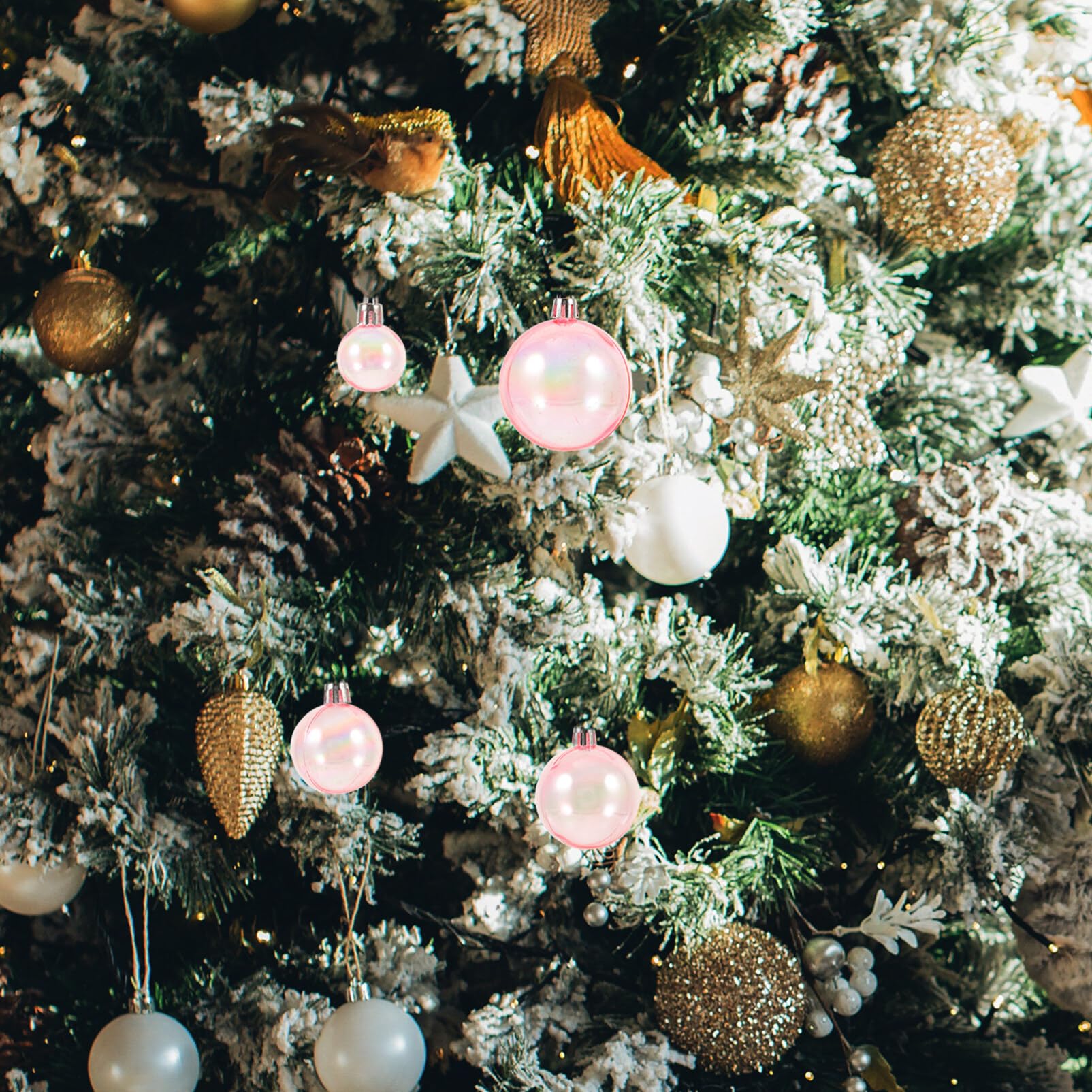 HOMSFOU 40 bolas transparentes colgantes inastillables bolas de árbol de Navidad decoración iridiscente cajas de dulces de boda para decoración de fiesta de boda rosa
