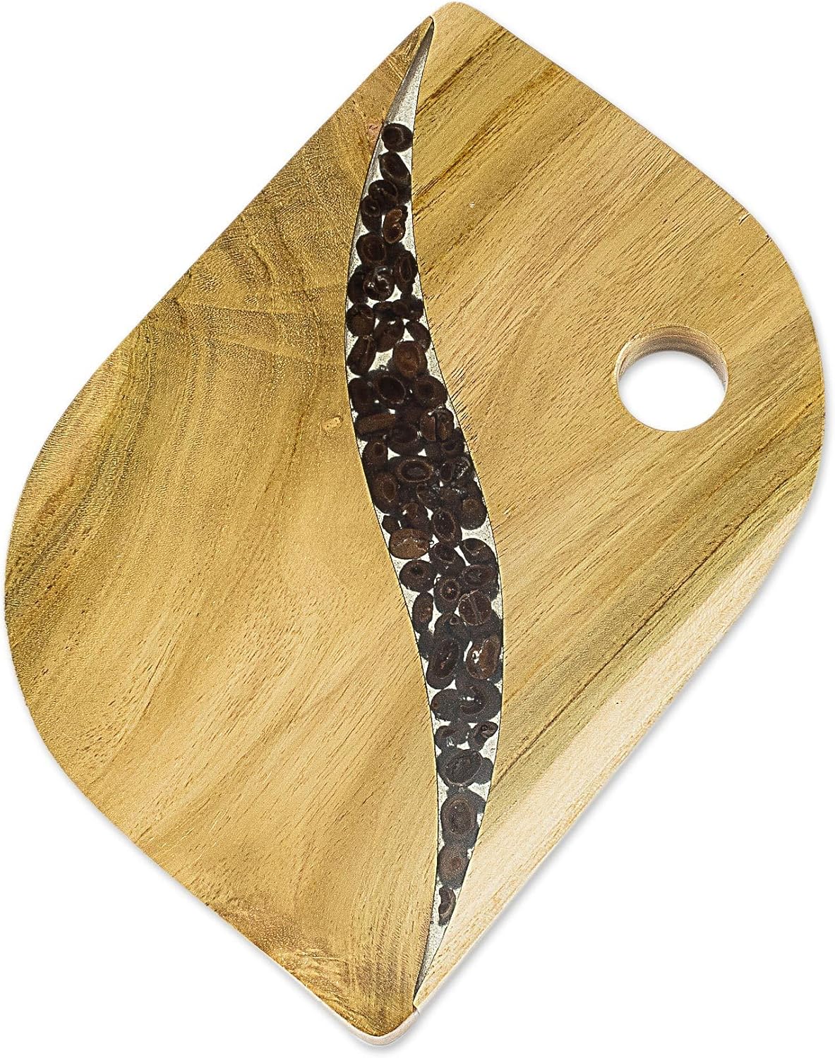 NOVICA Artisan Handmade Teak Wood Trivet Natural Coffee Bean from Costa Rica Brown Tableware Kitchen Accessories Hot Plates Trivets Nature [0.6in H x 8in W x 6in D] ' Coffee Lover'