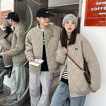 Amazon | [kzzkoo] キルティングジャケット レディース メンズ 中綿