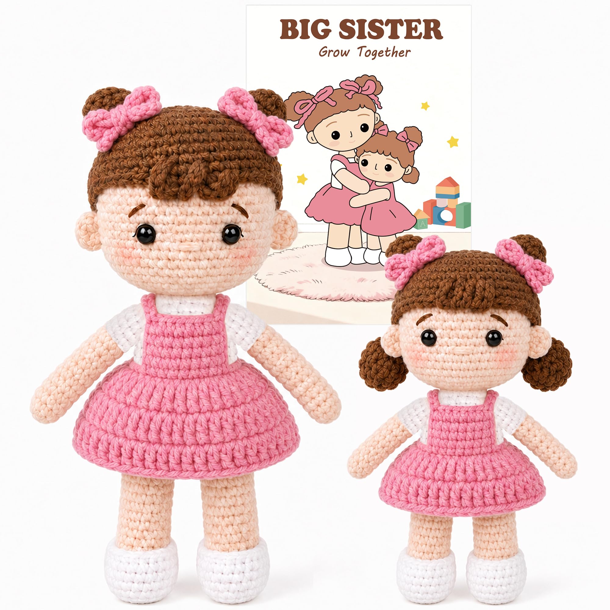 EcoUtens Big Sister Handmade Crochet Dolls, Gift for Older Sibling