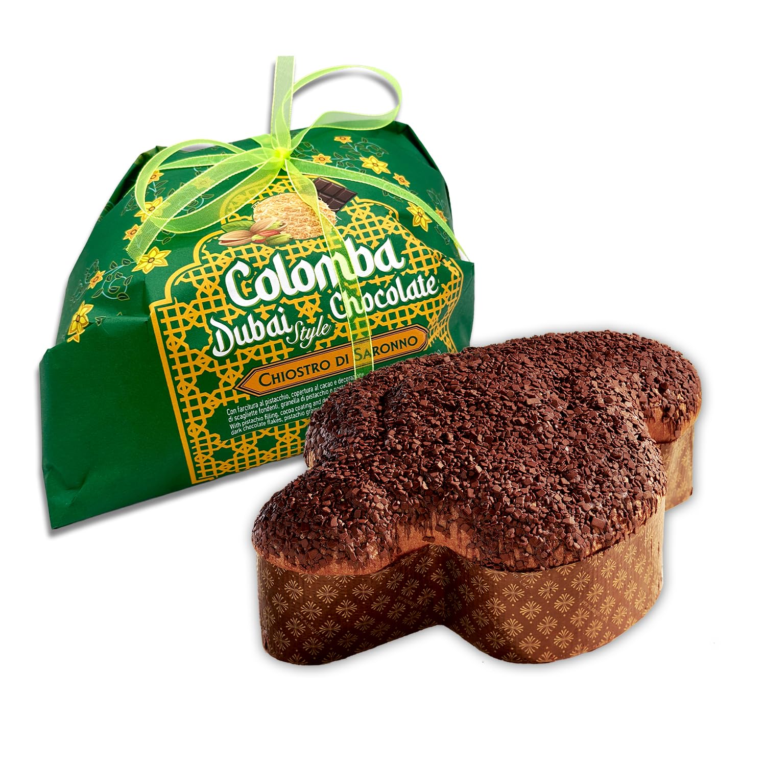 Chiostro di Saronno, Colomba Pasquale, Incartata a Mano (750 g, Pistacchio e Pasta Kadayif)