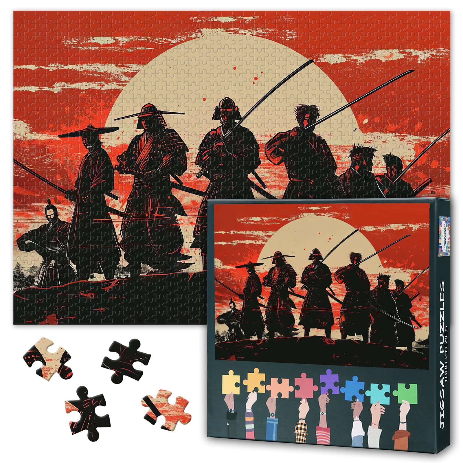 Puzzles for Adults 1000 Pieces | Samurai Jigsaw Puzzles with Premium Cut | Group of Samurai Warriors Challenging 1000 Piece Puzzle for Adults Art & Puzzle Design 27.5" x 19.6" โ image 1