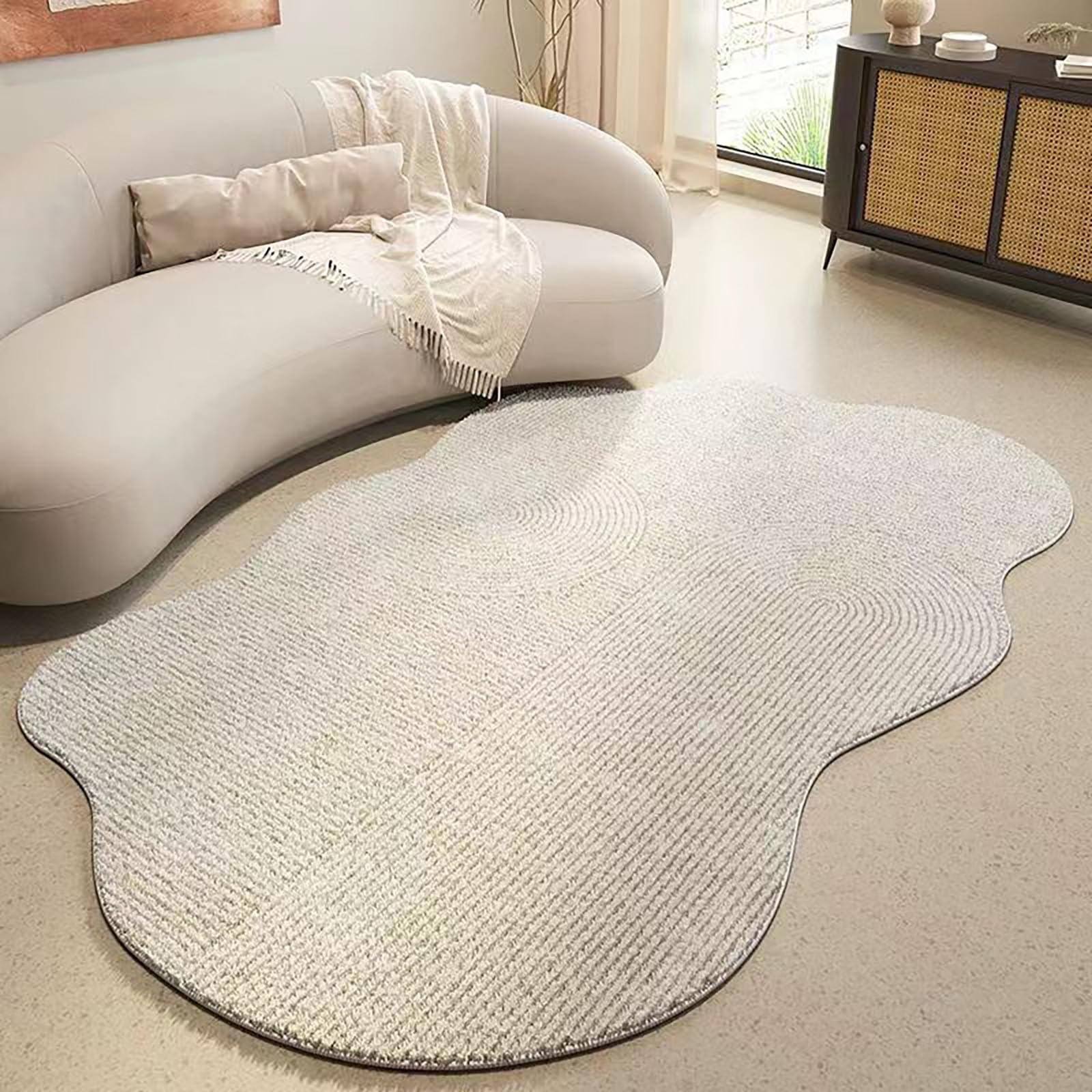 Tapis minimaliste abstrait de forme irrégulière pour salon