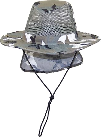 Tropic Hats Summer Wide Brim Mesh Safari/Outback W/Neck Flap & Snap Up Sides