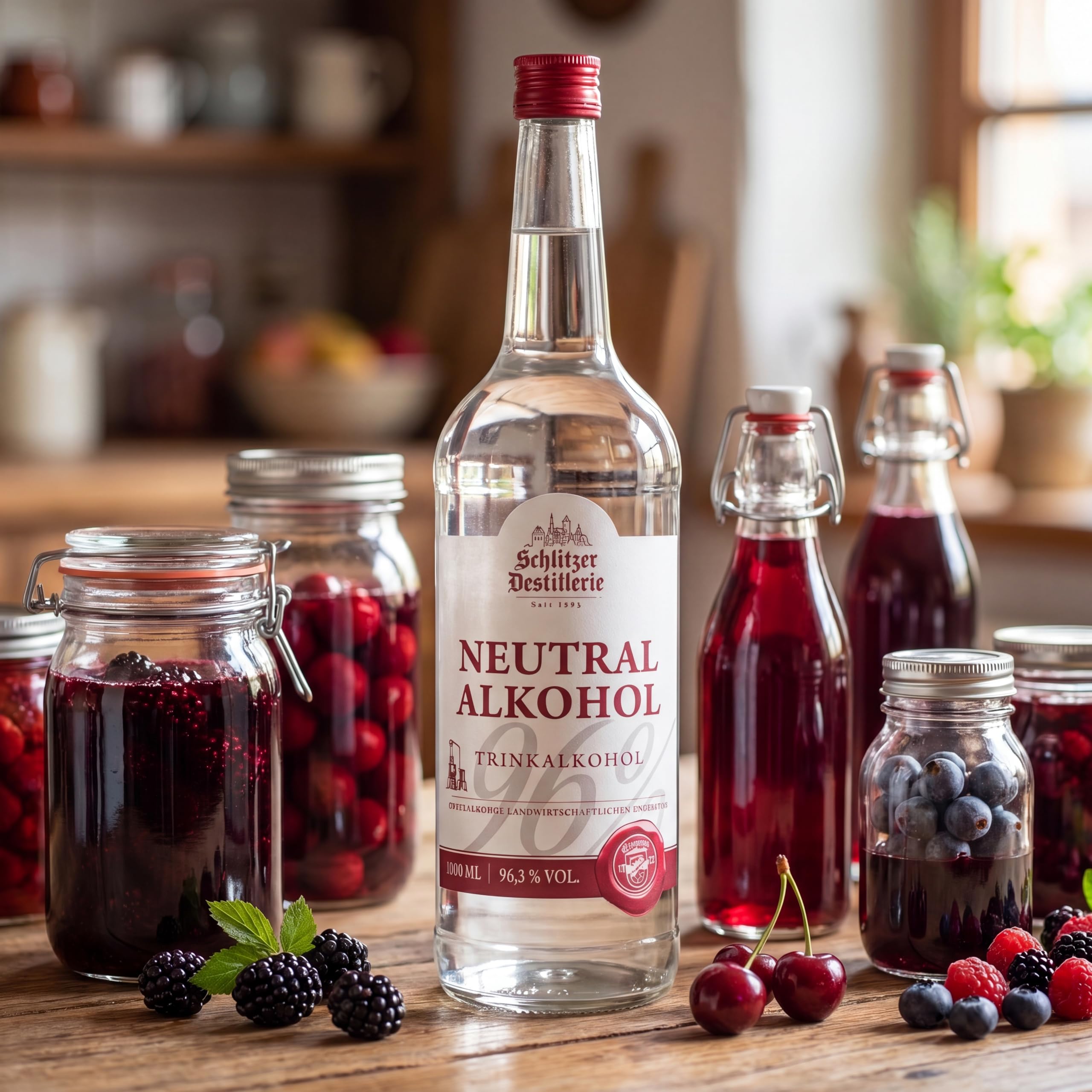 Schlitzer Neutralalkohol 96,3% vol. 1 l extra fein filtriert hochrein Weingeist Likören Tinkturen Kosmetik