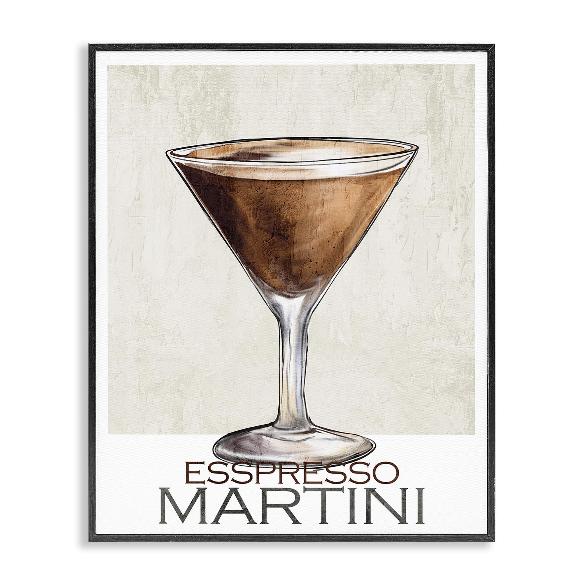 Stupell Industries Midnight Black (Textured) Sophisticated Espresso Martini, 24 X 30 Inch Framed Giclée Print