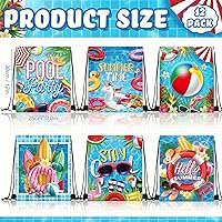 Vista 2 de Kacctyen 12 bolsas con cordón para piscina, playa, mochila con cordón de verano, bolsa de cumpleaños, decoración de fiesta de piscina (clásica)
