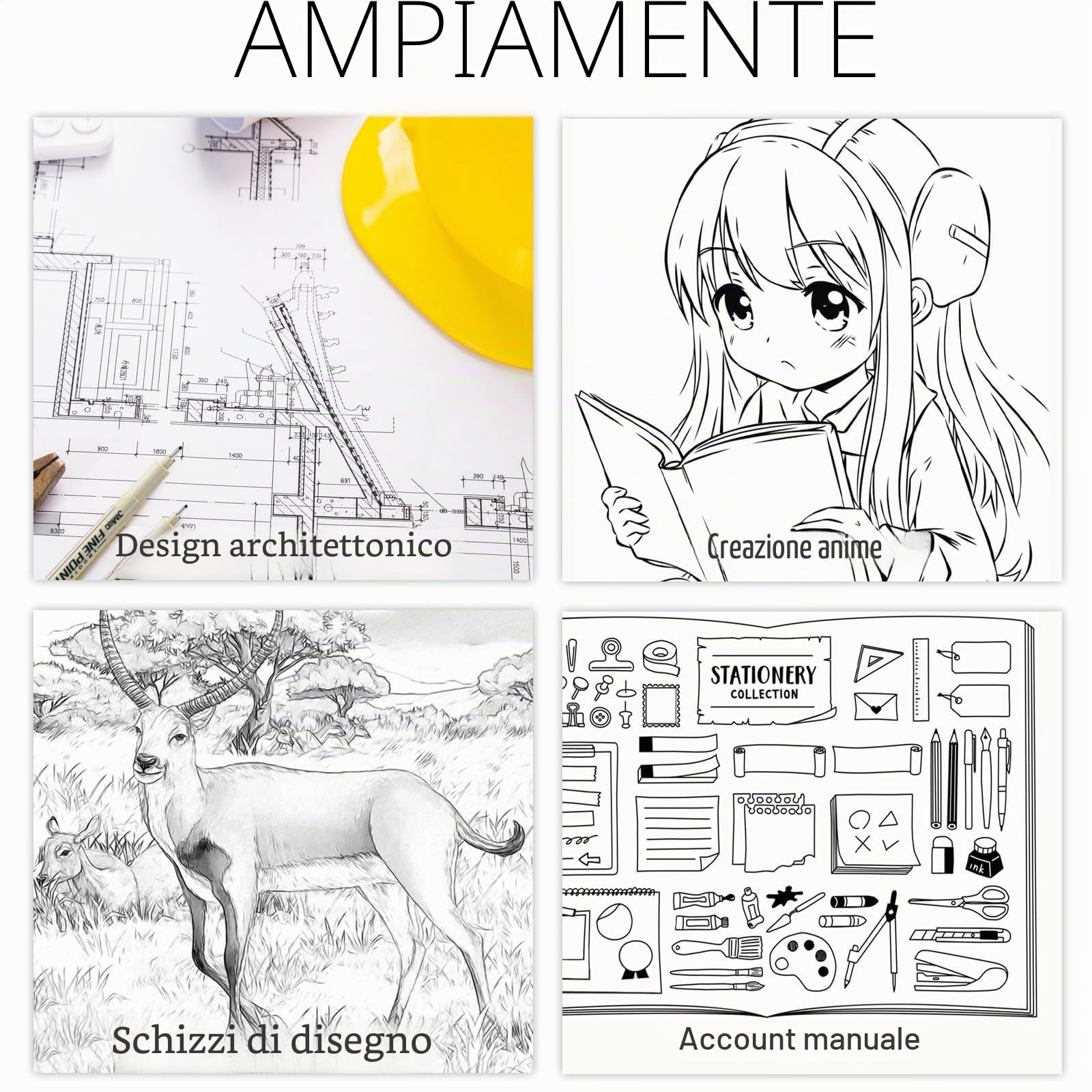 Set di 12 penne fineliner Rierousy Micron nero impermeabili per illustrazioni schizzi