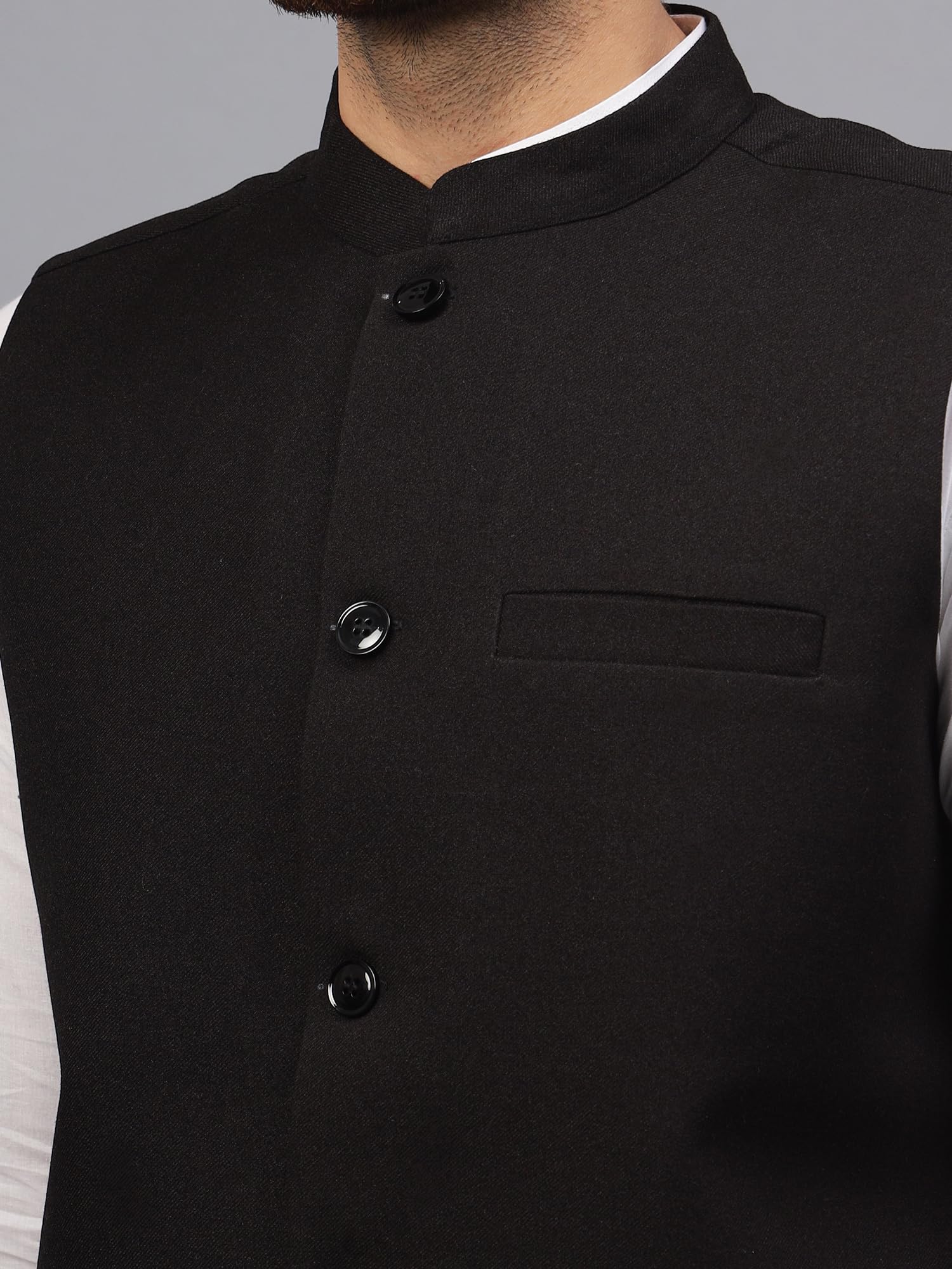 LATEST CHIKAN Men's Traditional Silk Cotton Geometrical Printed Premium Nehru Jacket/Waistcoat -SADRI-JC-BK-42 - Image 6 thumbnail