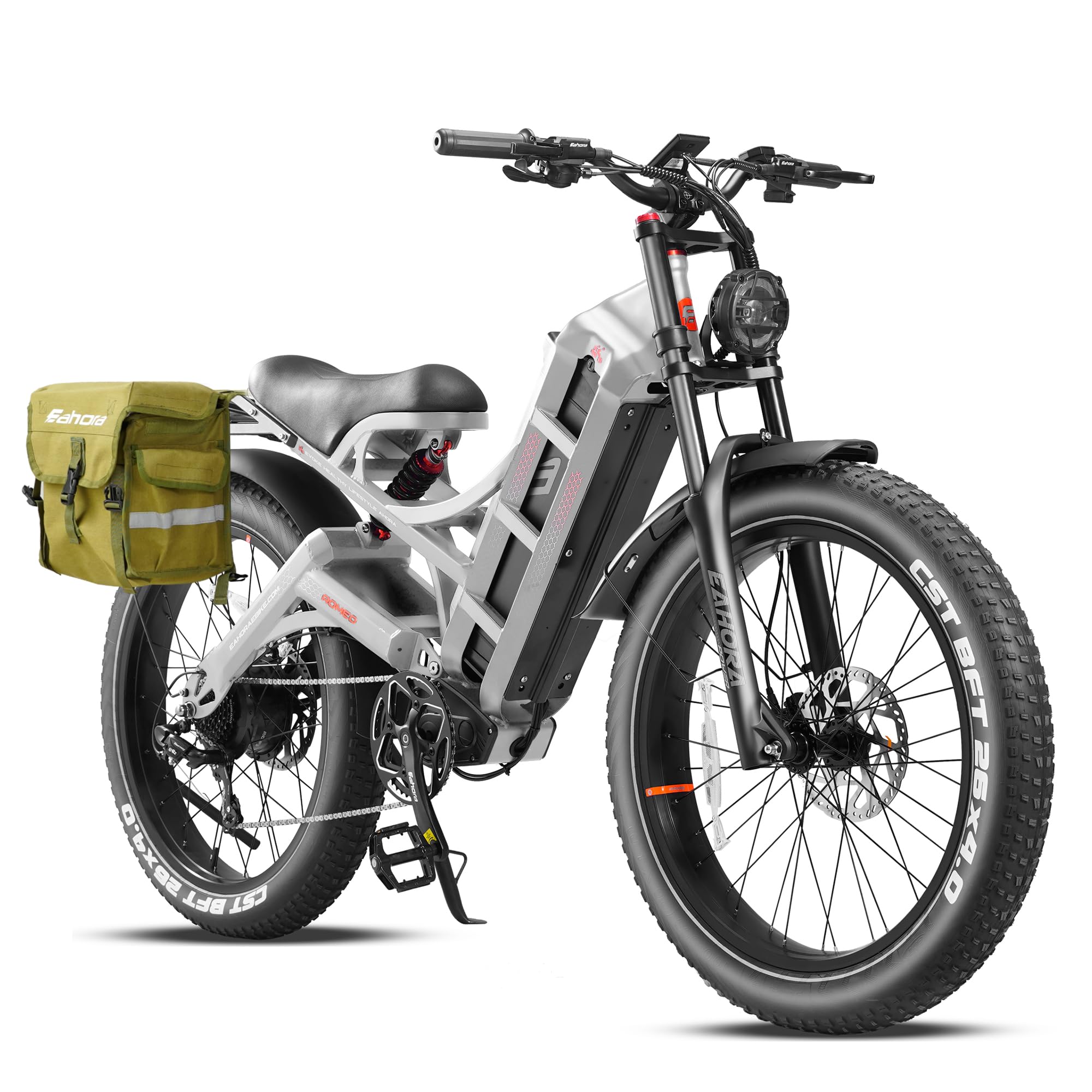 Romeo Pro II 1600W/4000W Electric Bike for Adults 52V 60AH/70AH Long Range Dual Motor Electric Mountain Bike Dual Hydraulic Brakes Full Suspension EBike Colorful Display Electric Bicycle