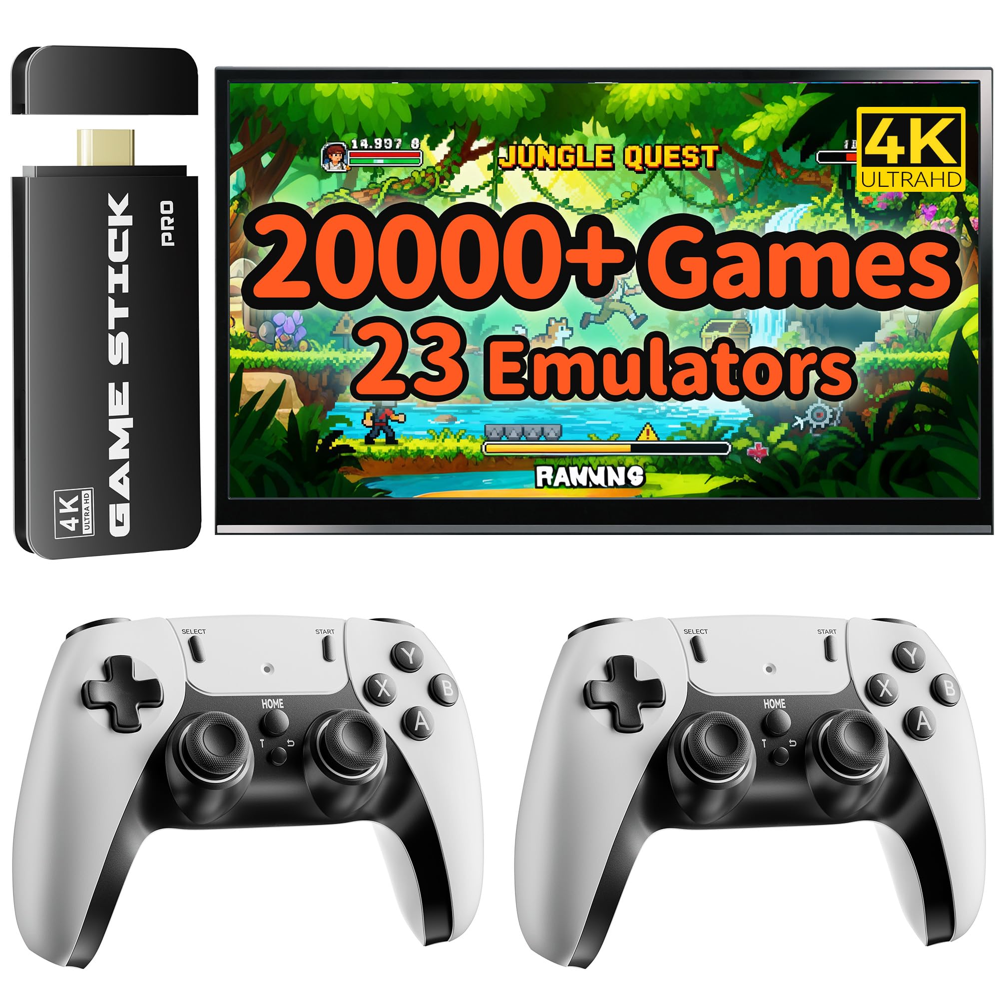 Photo 1 of 2025 New Upgraded Retro Game Console, Nostalgia Gaming Stick, Classic Video Games with 4K HDMI, 20,000+ Games and 23 Emulators, Upgraded Dual 2.4G Wireless Controllers 64GB