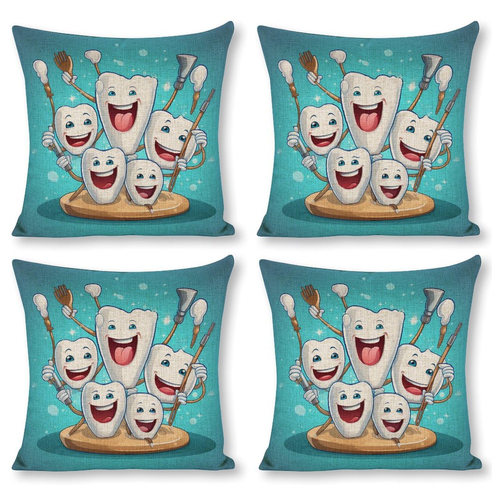 Teeth Dentist Dentistry Dental Linen Decorative Throw Pillow Cases Soft Square Cushion Covers for Home Sofa Bedroom Decor