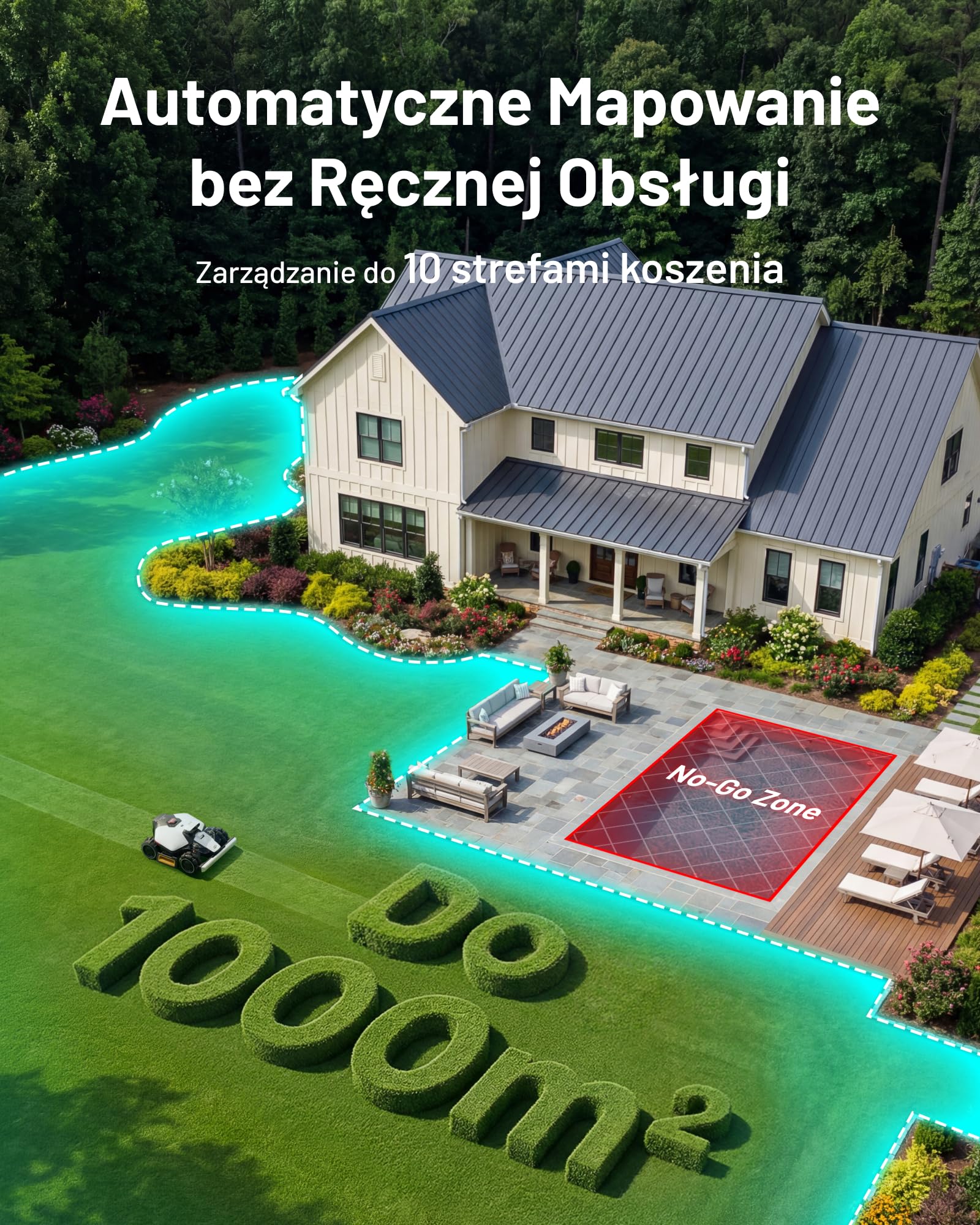 MAMMOTION LUBA mini 2 AWD 1000 Robot koszący bez przewodu obwodowego na 1000 m², Wizja AI z trzema kamerami & Pozycjonowanie NetRTK, Auto-Mapowanie, DropMow 80% Nachylenia, Zarządzanie 10 Strefami
