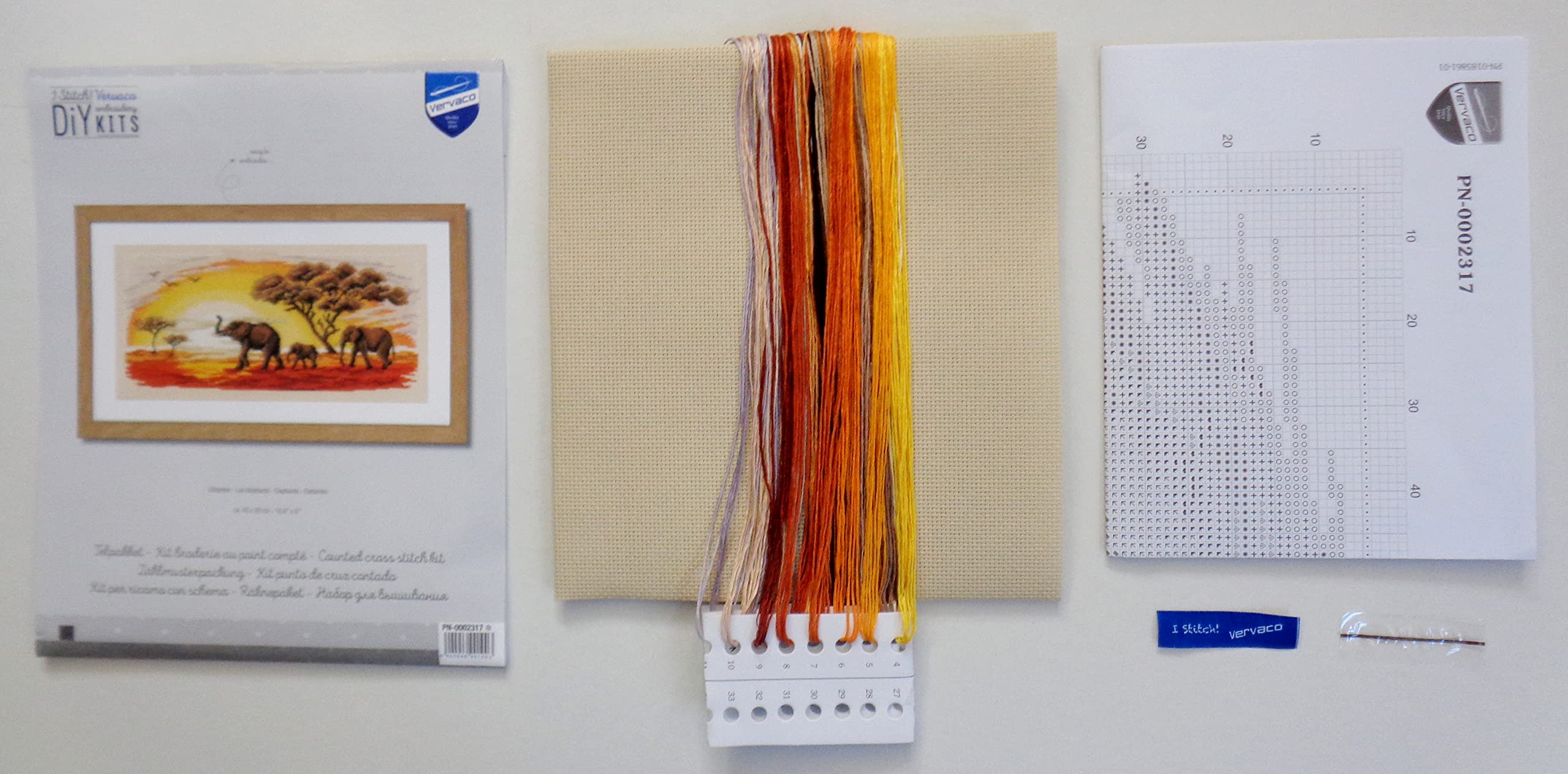 Vervaco Point De Croix Compté Kit Tableau Complet Set LE PETIT TRAIN SAFARI De Broderie Loisir Créatif Maison Decoration Cadeau DIY Ca. 38 X 18 Cm Counted Cross Stitch Embroidery