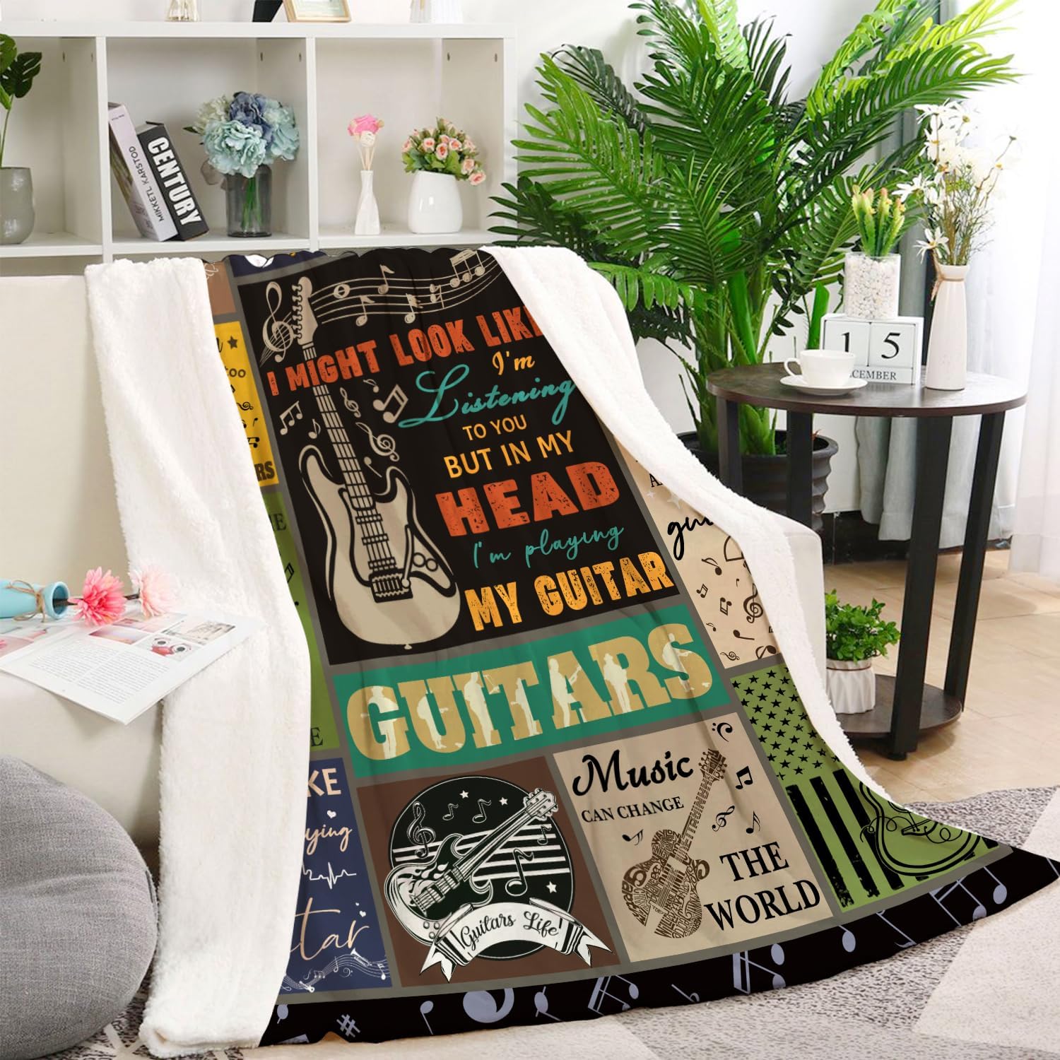 Guitar Music Lover Gifts Throw Blanket, Guitars Decor Blankets, Music Gifts for Men Women, Gifts for Guitar Player,Soft Flannel Guitars Blanket for Couch Bed 50"X60" - Image 3
