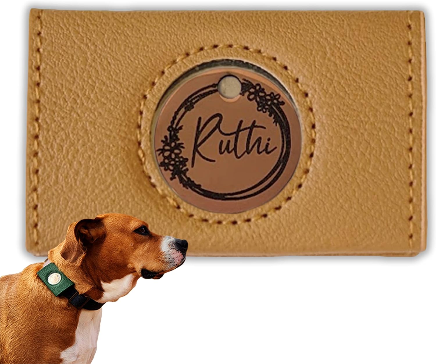 Dog Tag Holder Collar Attachment ID Tag Silencer Pockets for Spare Poop Bag