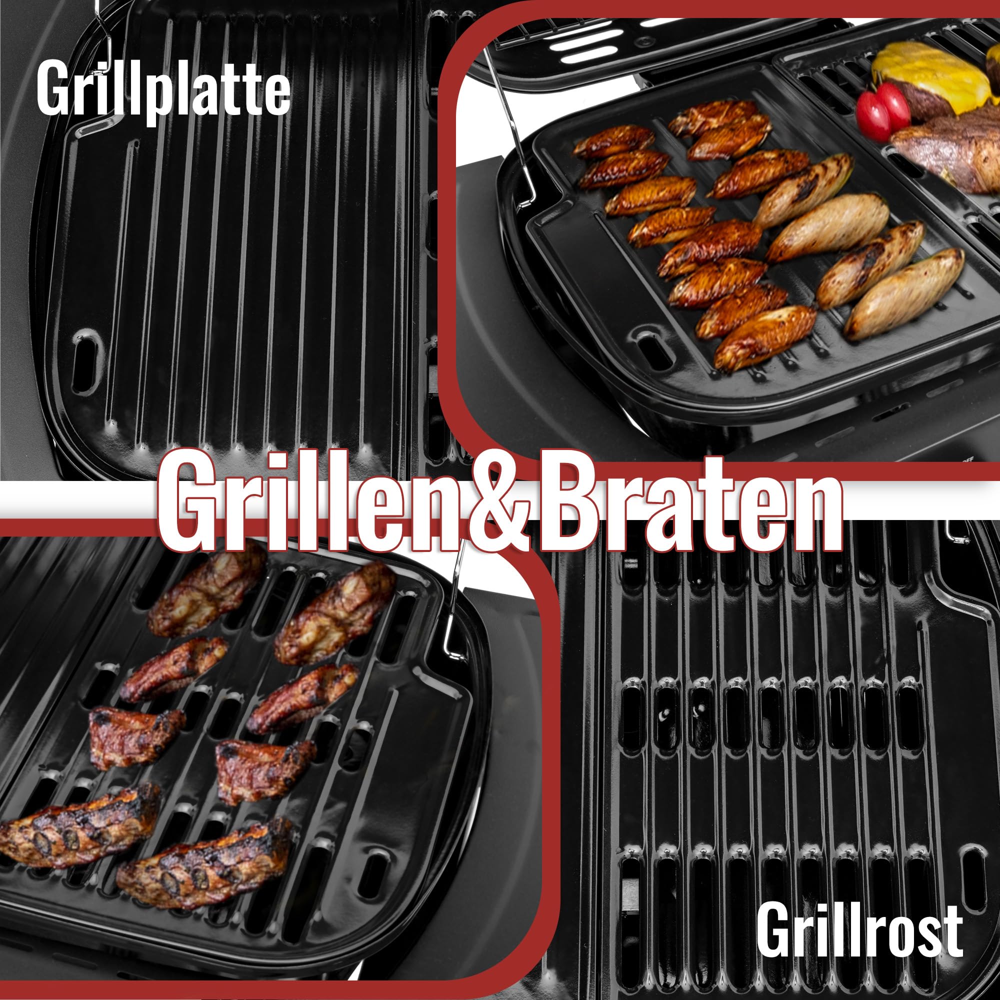 Royal Gourmet 2-Brenner Gasgrill und Griddle Combo, 2 IN 1 Grillwagen mit abklappbare Seitenablagen, Ablagekorb, 5 kW Campinggrill für Garten Schwarz
