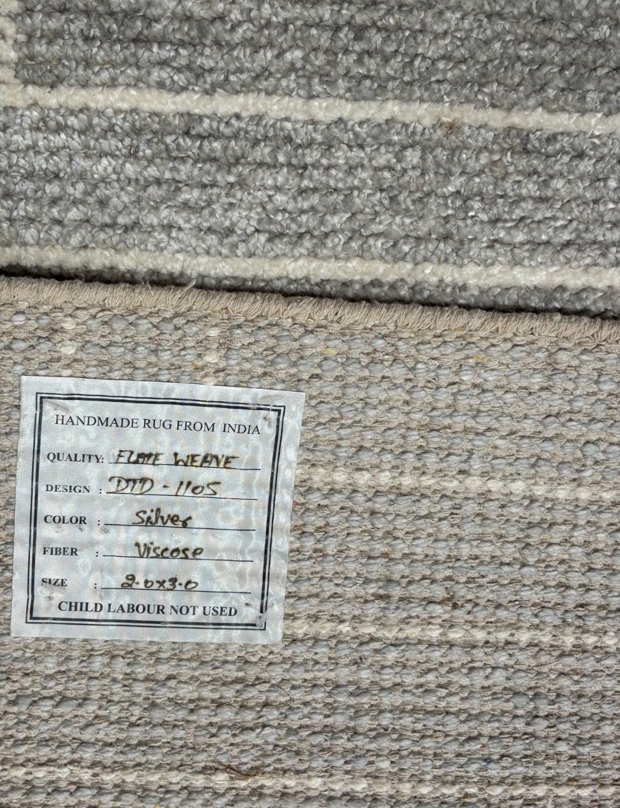 Tappeto annodato a mano Viscosa Argento 60 x 90 cm D-1105