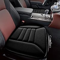 Kingphenix Memory Foam Car Seat Cushion - 1.2" Thick for Sciatica Relief, Coccyx Support, Office & Driver Chairs (Black)