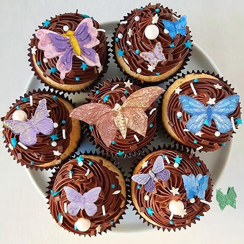 Miniatura 6 de Moldes de silicona para fondant de mariposa, 4 paquetes de moldes de silicona para chocolate de mariposa para decoración de pasteles, moldes para