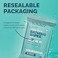 Vista 8 de Toallitas de baño extra grandes sin enjuague para adultos - 80 paños desechables para limpieza corporal para hombres, mujeres y personas mayores