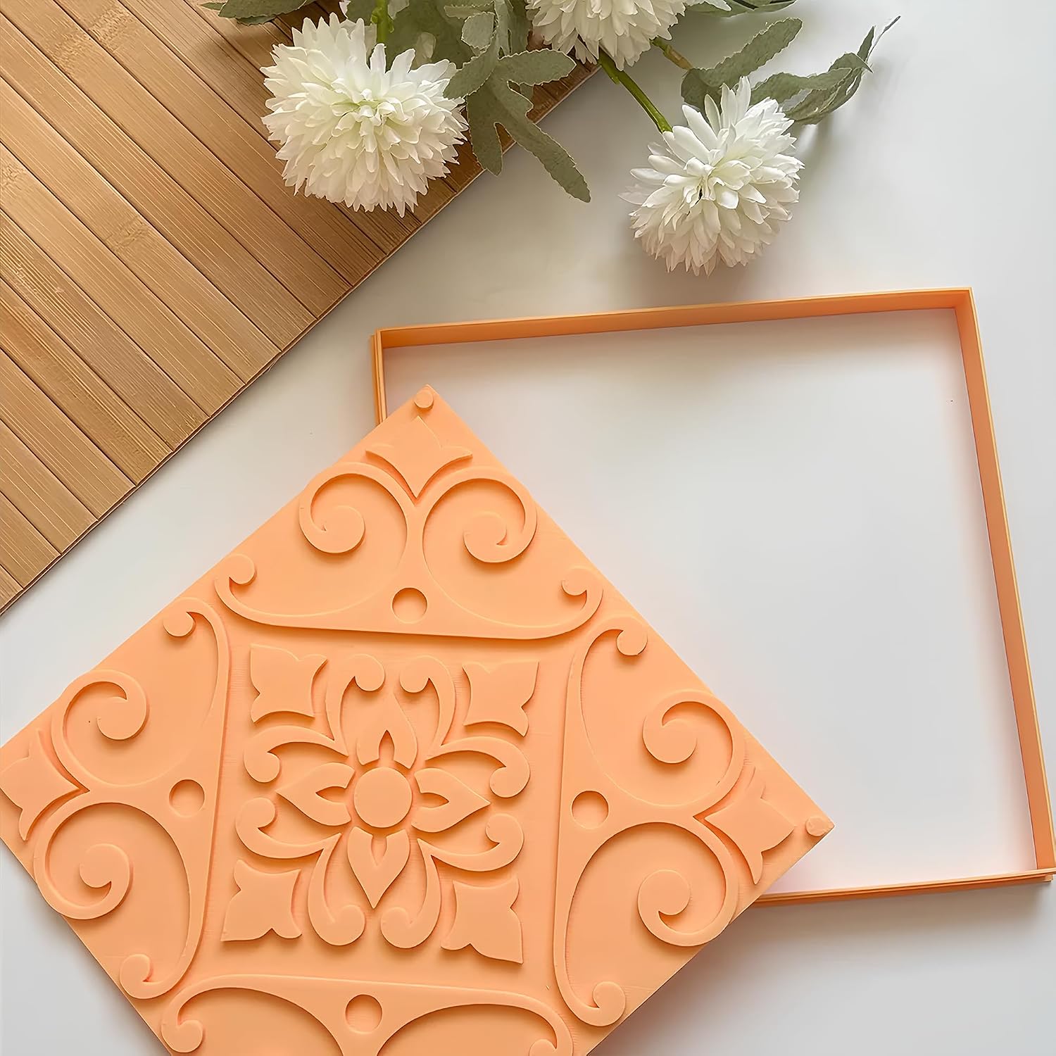 Mouldix Extra Large Ottoman Motif Ceramic Tile Stamp & Cutter Set. at 20 x 20 cm (7.87 inches)