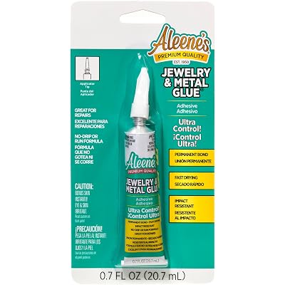 Aleene's 21709 Jewelry & Metal Glue, 0.7 oz - Instant Adhesive, Permanent Bond, Waterproof, Dries Clear, Ideal for Repairs