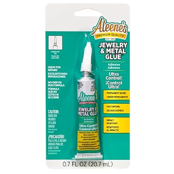 Aleenes 21709 Jewelry & Metal Glue, 0.7 oz - Instant Adhesive, Permanent Bond, Waterproof, Dries Clear, Ideal for Repairs