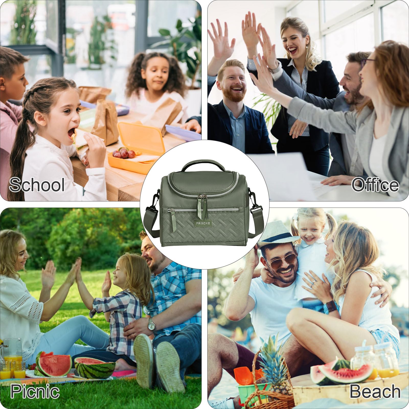FAVORTALK Lunch Bags for Women Insulated Lunch Box Bags for Adults Men and Women Leakproof Waterproof Cool Bag with Soft Handle Thermal Cooler Bags with Adjustable Large Lunch Organiser - Image 4